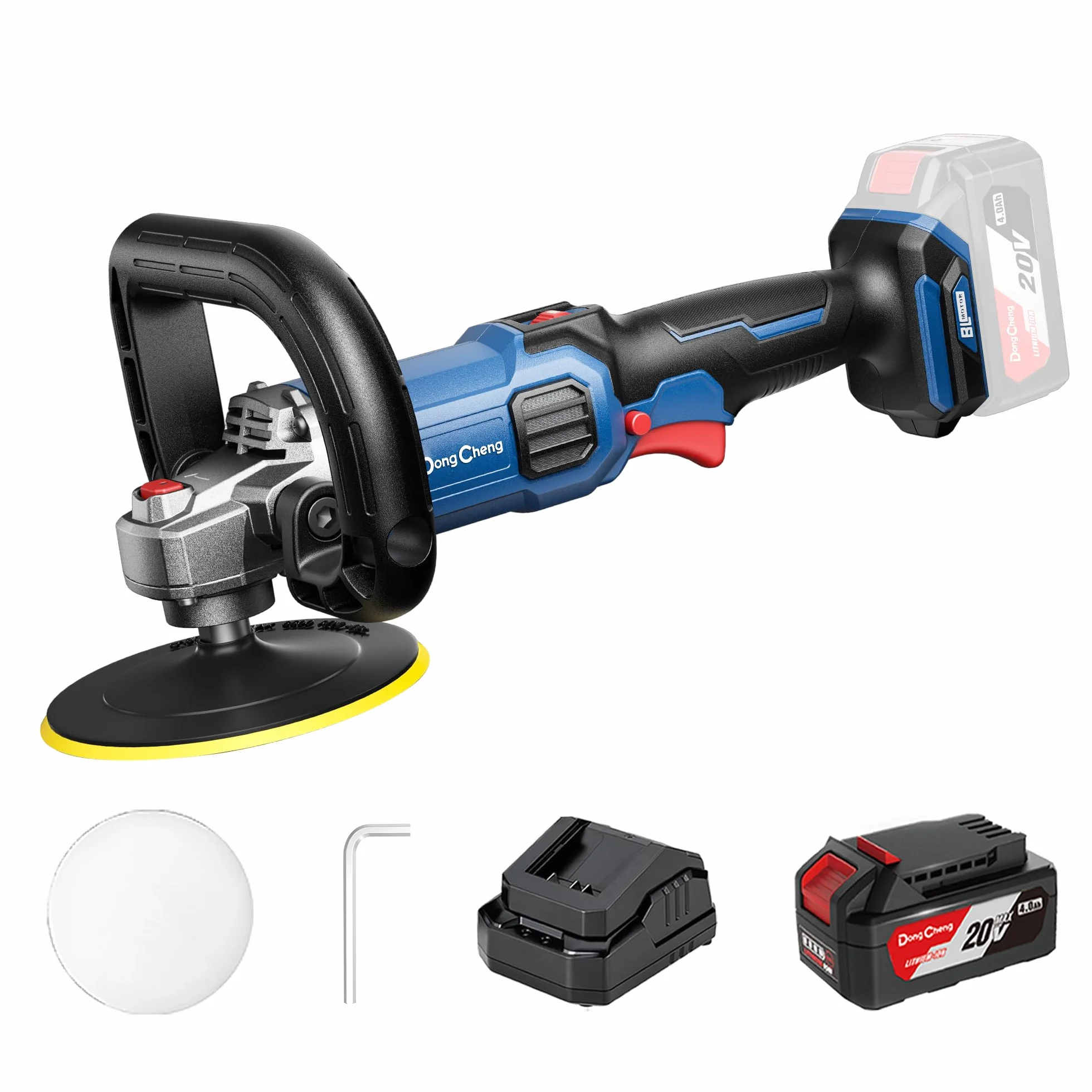 Dong Cheng Lucidatrice Senza Spazzole 150mm 4,0 Ah Batteria Avvio Graduale Stabilizzazione Elettronica