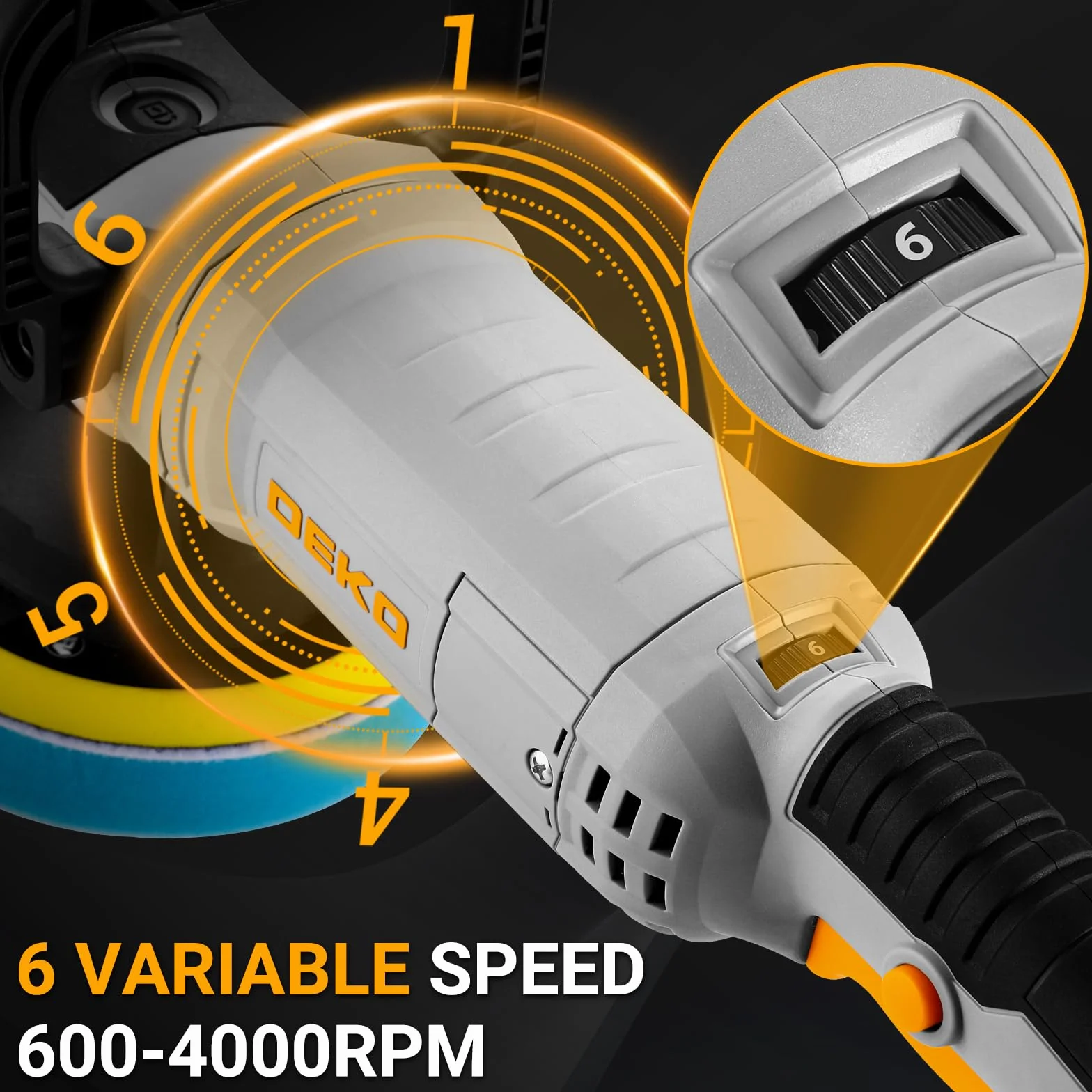 DEKOPRO 800W Lucidatrice Orbitale Elettrica 150mm 6 Velocità 1800-5500RPM 9mm per Auto
