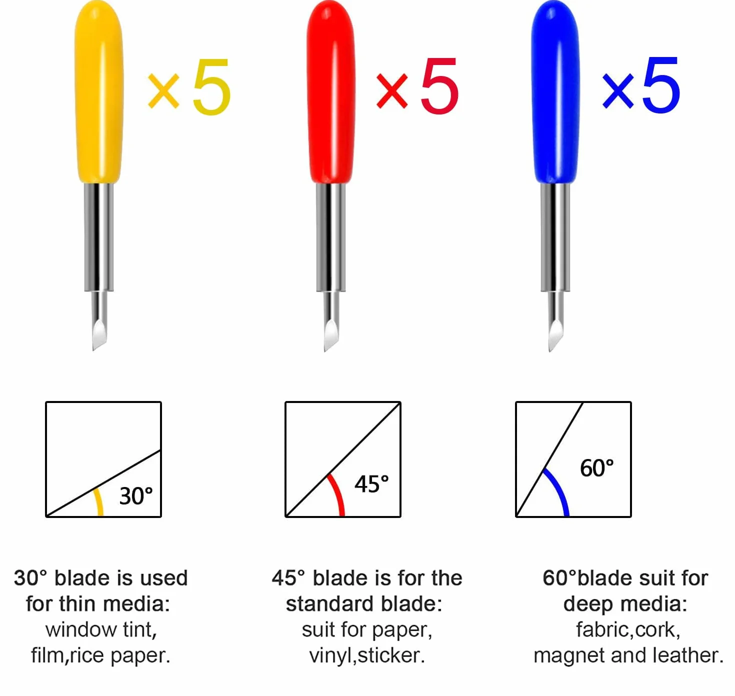 Gebildet 15 pz Coltello da Taglio Roland Lama per Plotter in Acciaio al Tungsteno 30/45/60 Gradi