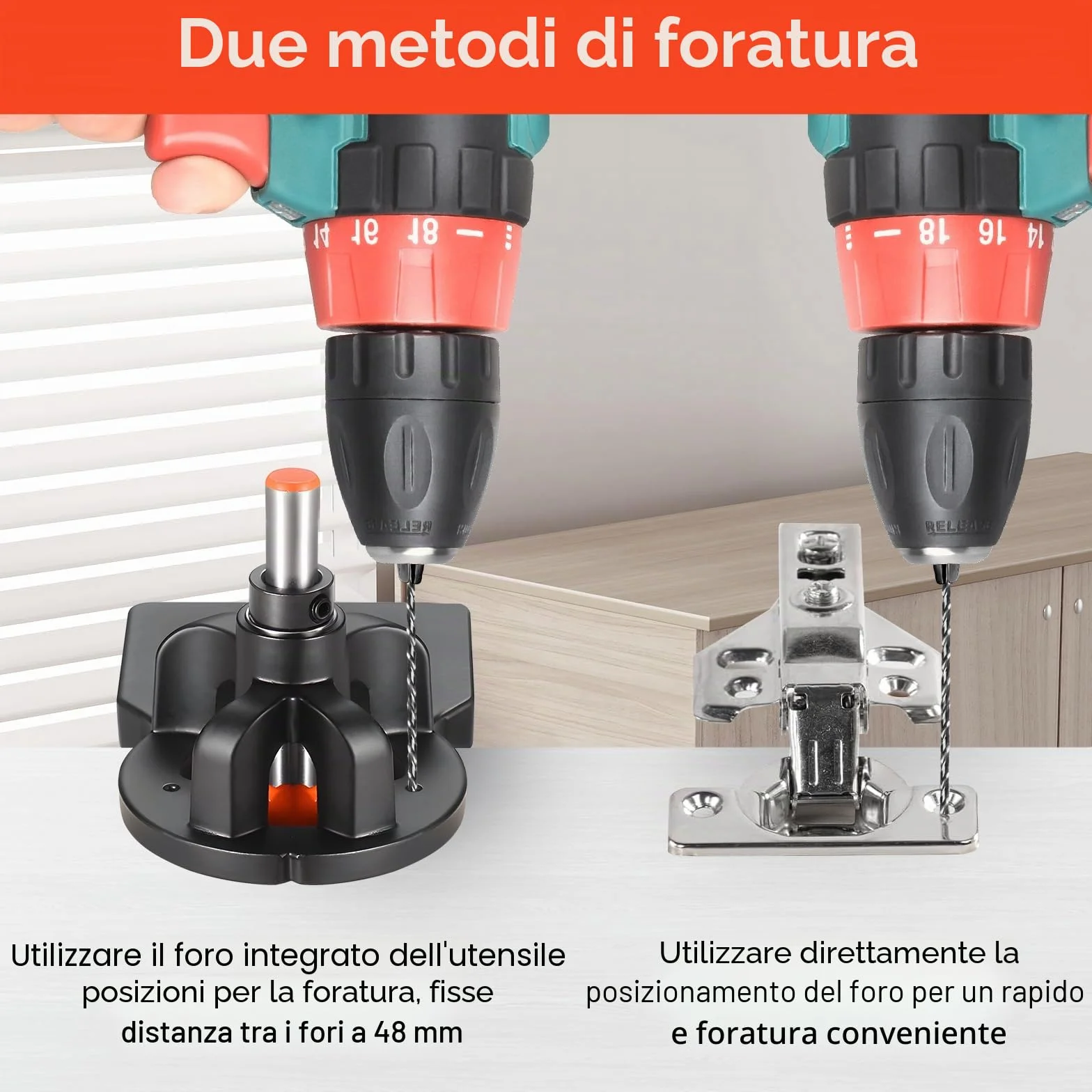 Dima per cerniera a scodellino 35 mm, maschera cerniera nascosta, localizzatore foratura legno fai da te