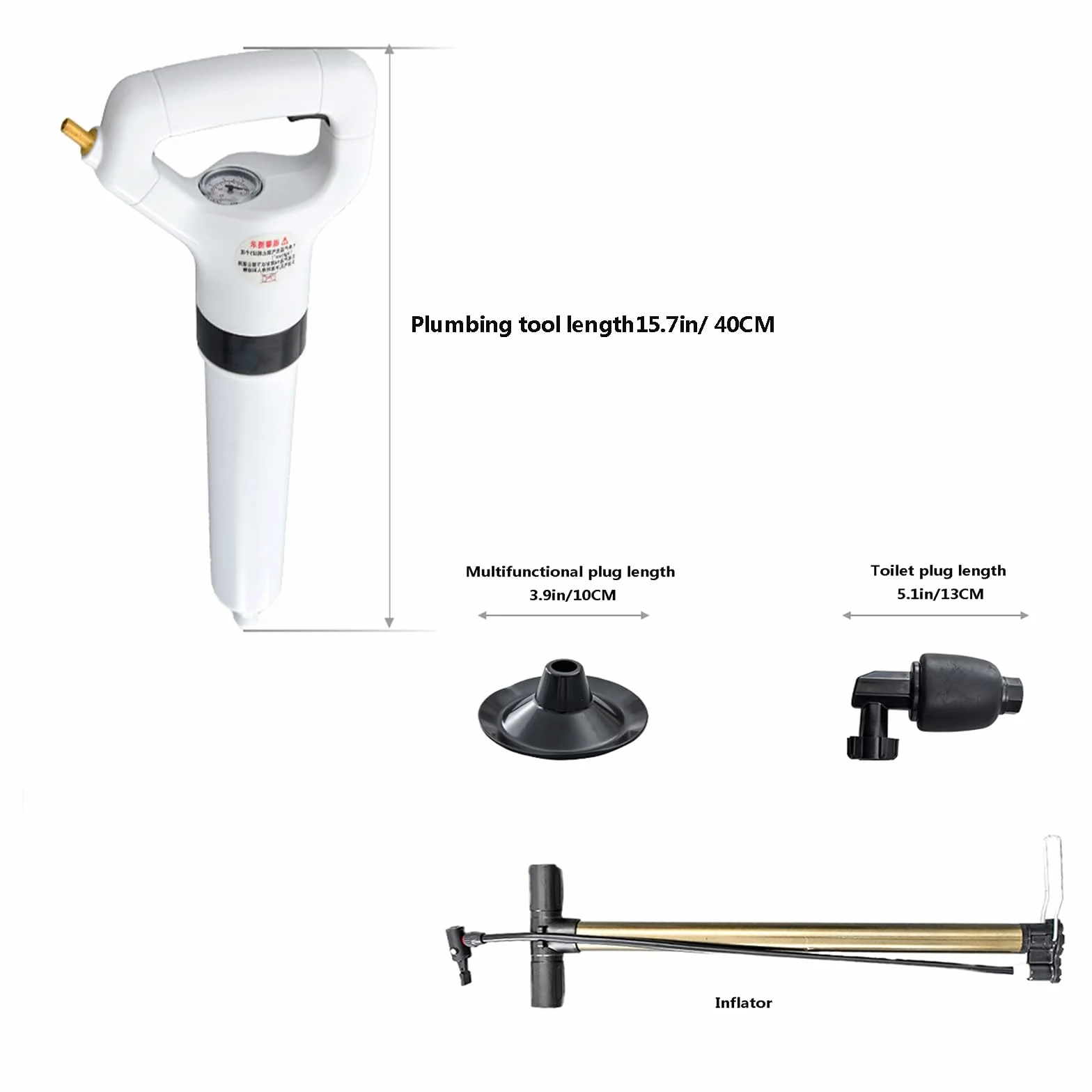 Pompa Stura scarichi a Pressione Stantuffo per WC Sturalavandini a Pressione Sturatubi ad Aria Compressa2 in 1 Stura WC per Disintasare WC/Lavello/Vasca/Scarico a Pavimento