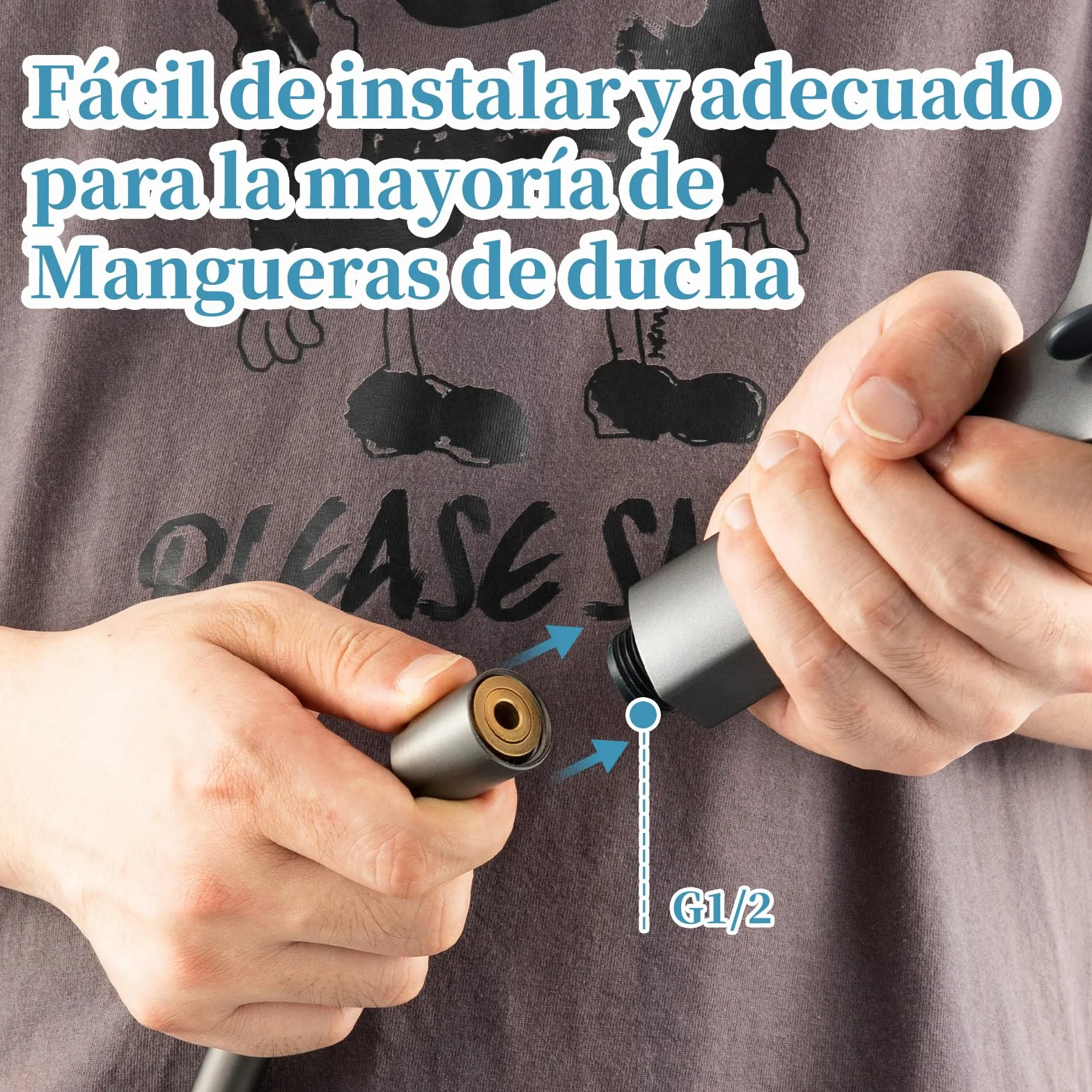 OFFO Soffione Doccia con Tubo,Flessibile da 1,6 m, con 6 Modalità Di Spruzzo,Soffione Doccia Grande con Tubo a Risparmio Idrico,Doccino per Doccia con Tubo a Mano per Il Bagno,Nero Cromo