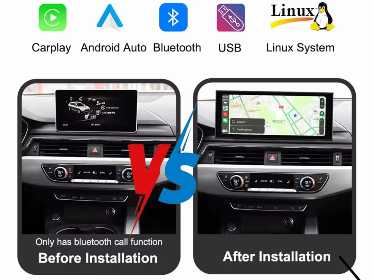 12,3 pollici CarPlay Android Auto per AUDI A4 B9 AUDI A5 F5 | Sistema Linux | Schermo Touch Multimediale Retrofit Plug & Play (2016-2020)