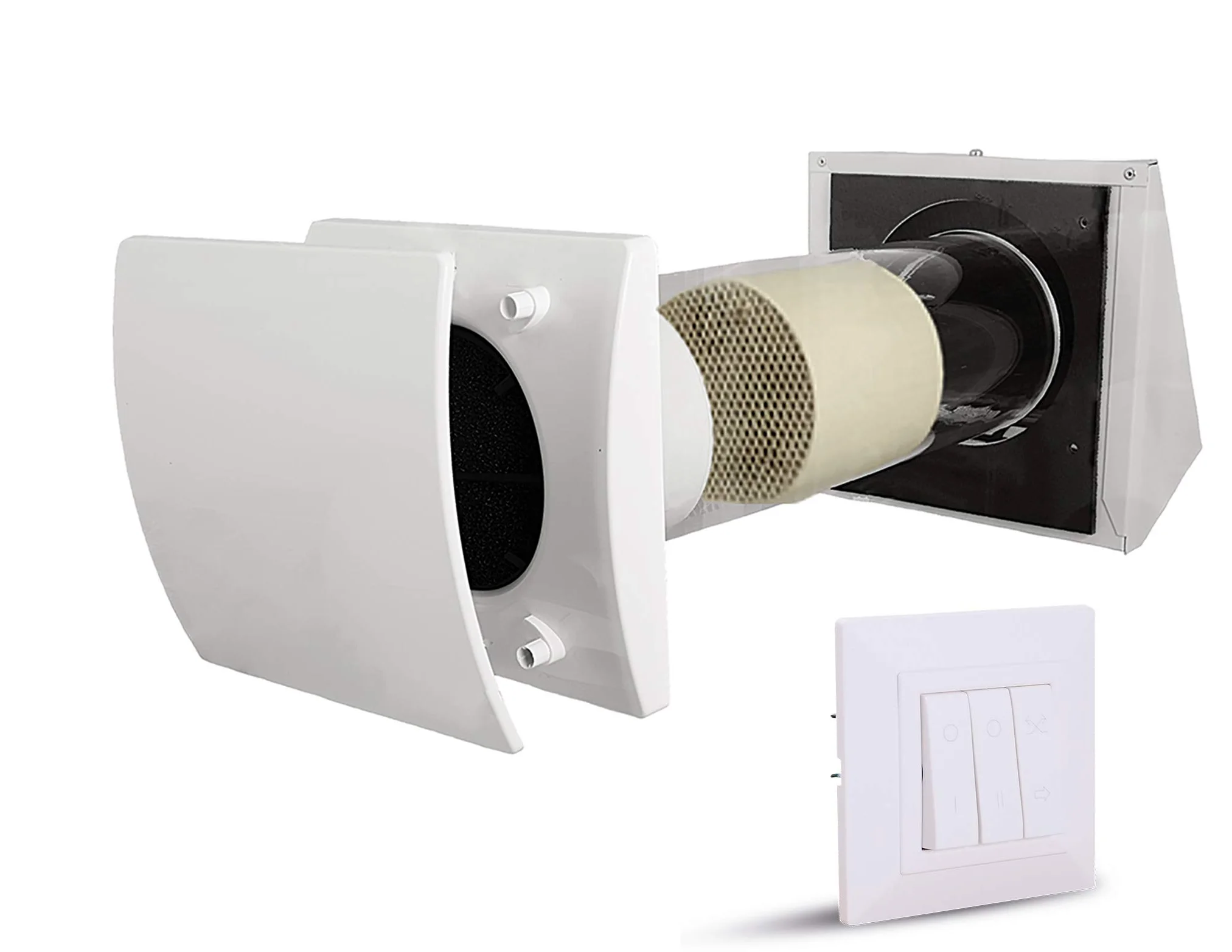 Ventilazione Meccanica Controllata VMC per abitazioni, diametro 150 mm con interruttore per un recupero del calore fino al 90%