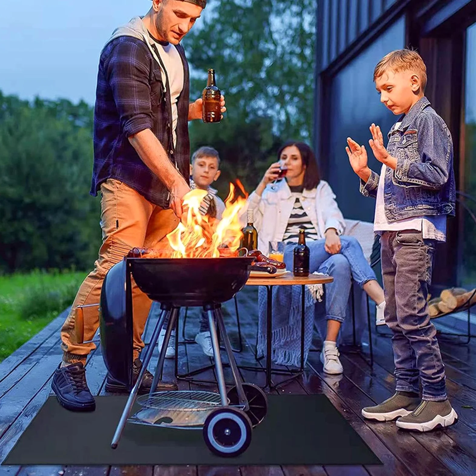 Tappeto Ignifugo per Il Tappeto Resistente Al Fuoco, Tappetino, Stuoia E | Proteggi pavimento per Interno Esterno Focolare Braciere Terrazza Patio Cortile Prato Giardino Campeggio Soggi