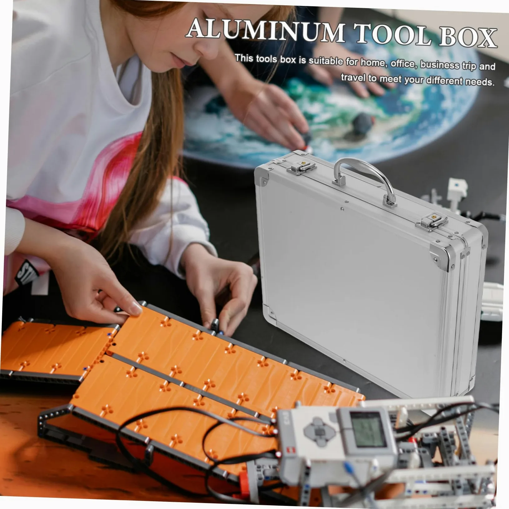 NUOBESTY Degli Attrezzi Multifunzionale in Alluminio Scatola Immagazzinaggio Capacità Maniglia Rinforzata Organizer Per Utensili Portatile Valigetta Per Trasporto Degli Attrezzi e
