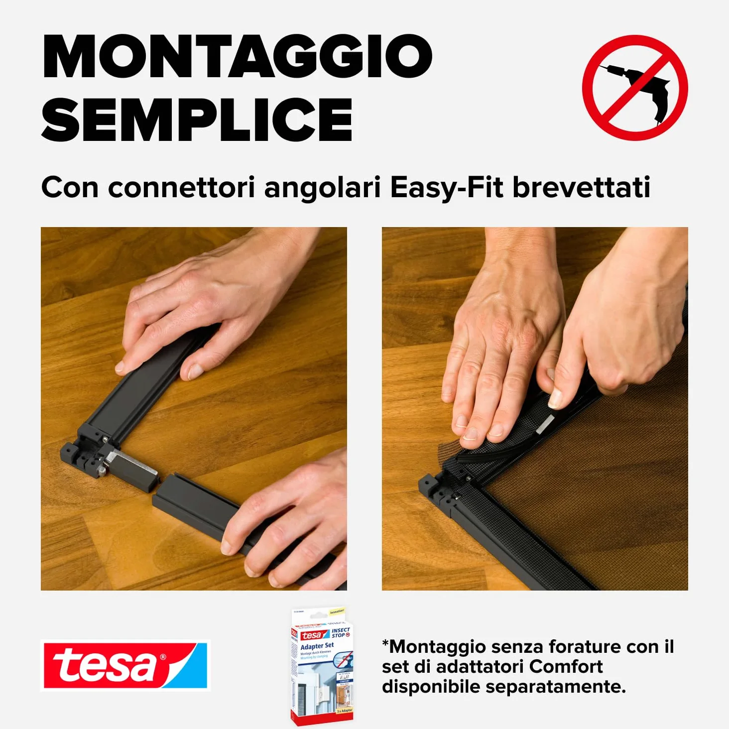 Tesa Insect Stop Alu Comfort Zanzariera per Porte con Telaio in Alluminio e " Clear-View " - Rete per Zanzare per Porta - Antracite, 100 cm x 220 cm