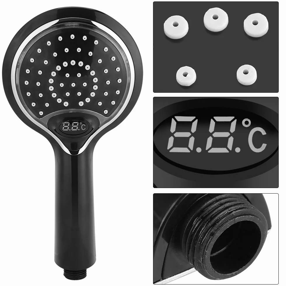 Soffione doccia a 3 colori con cambio automatico con display digitale della temperatura. Soffione doccia a soffione con soffione portatile ( batteria aggiuntiva necessaria)