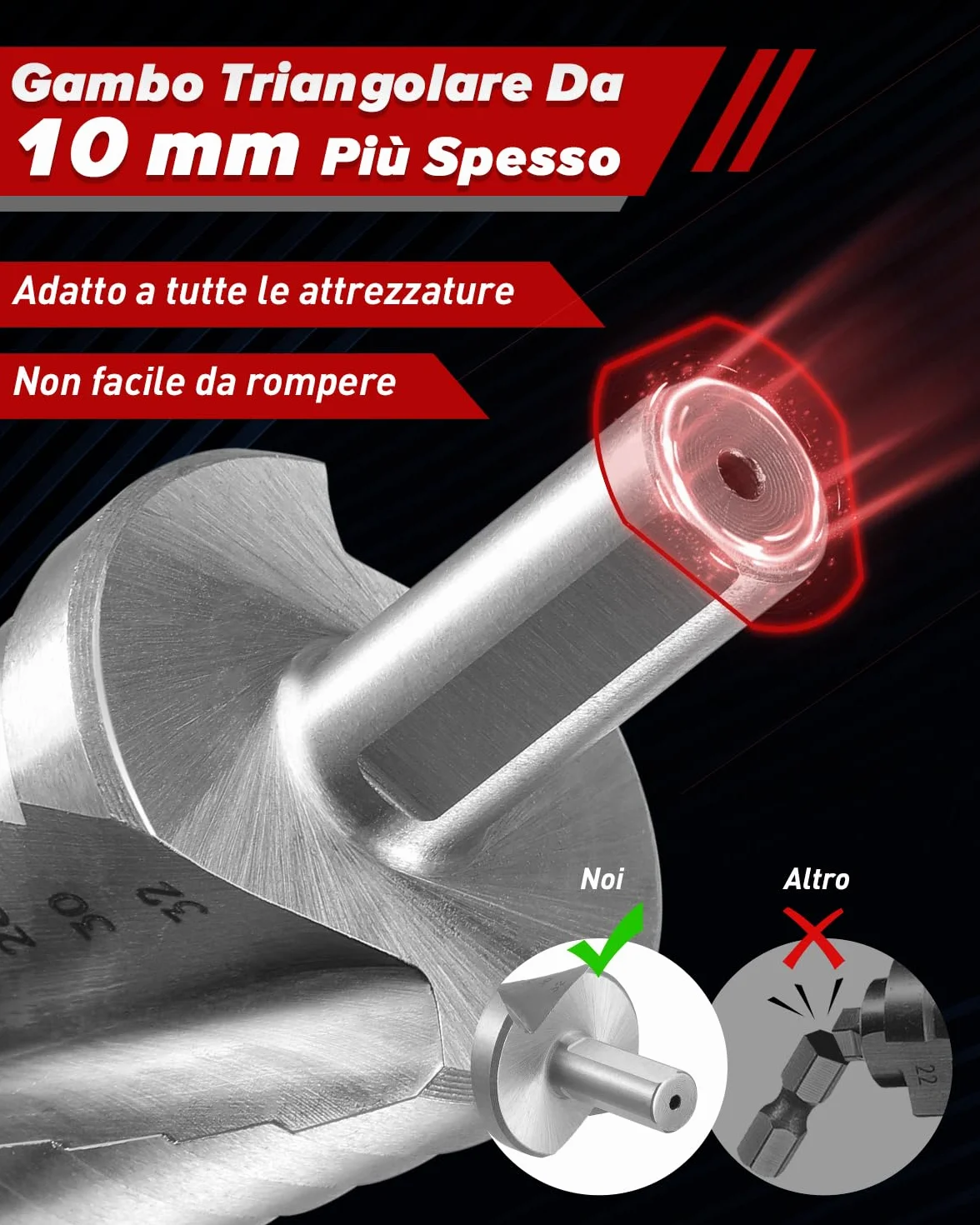 Fresa Conica HSS 6542 4-32mm 15 livelli gambo 10mm per metallo acciaio legno ferro plastica