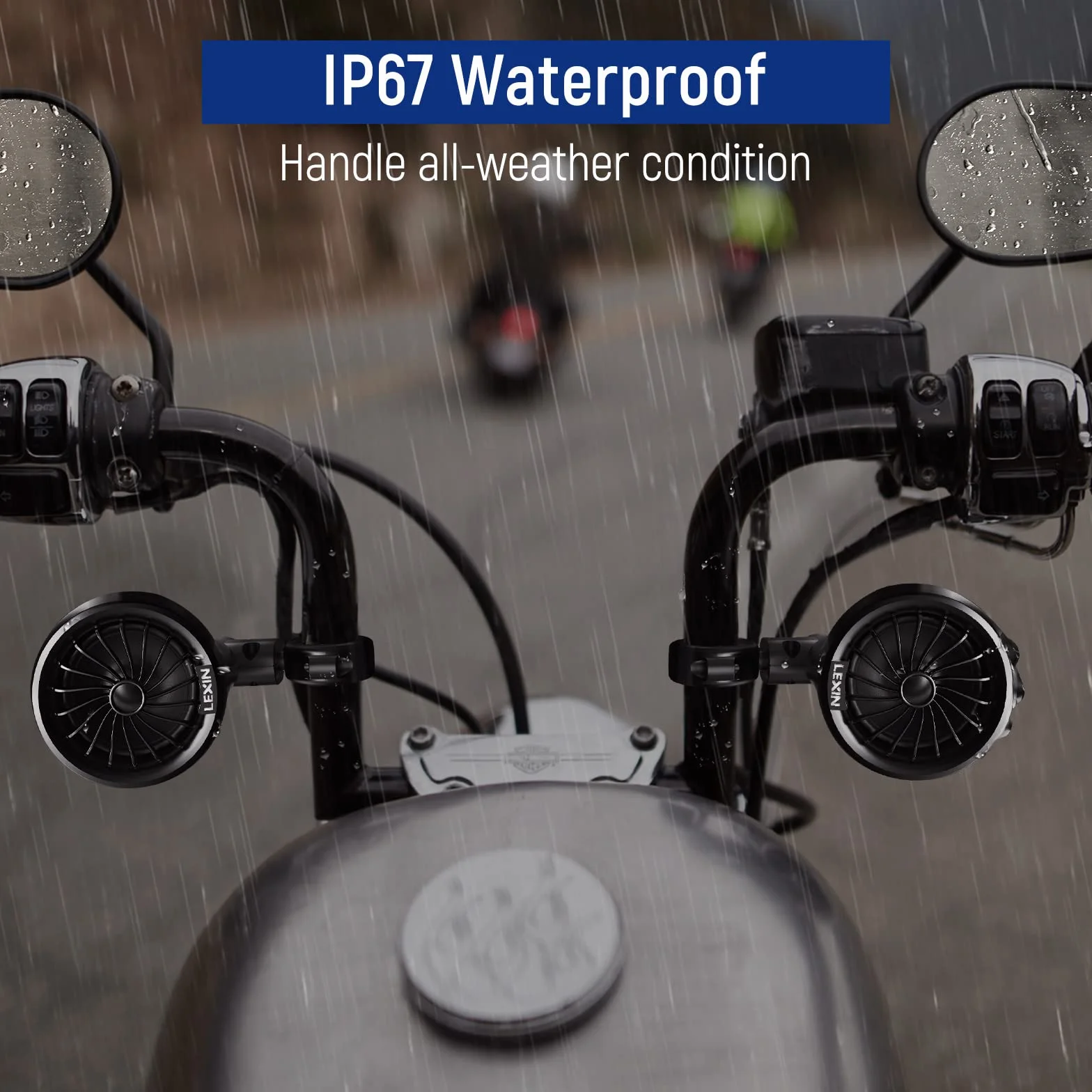 LEXIN Q3 Casse Bluetooth per Moto, impianto audio con indicatori LED, altoparlanti Bluetooth per moto, impianto altoparlanti moto adatto per manubri da 7/8" a 1-1/4"