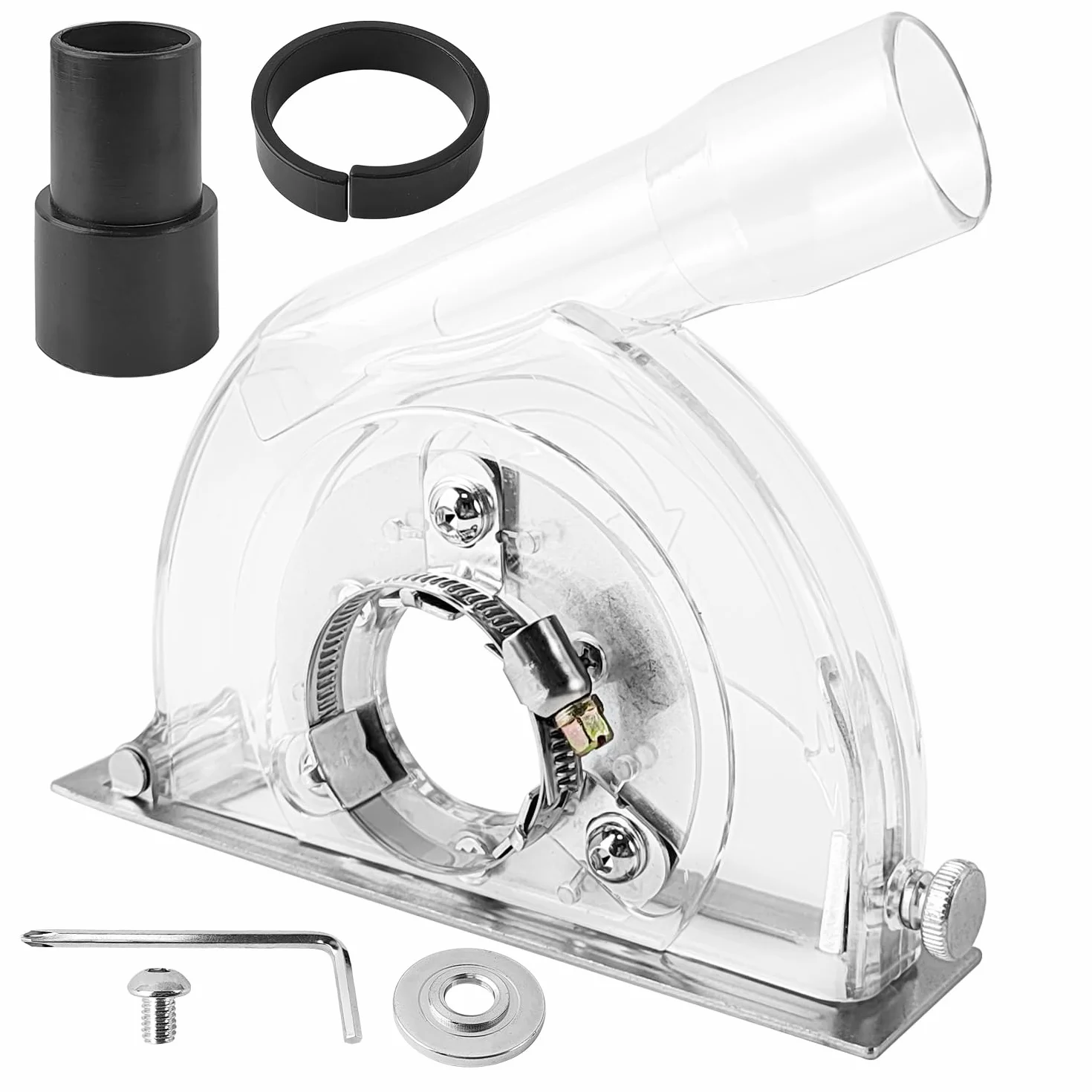 Cappa Aspirante per Smerigliatrice Angolare 125mm con Chiave Esagonale e Rondelle per Dischi da Taglio 90-125mm