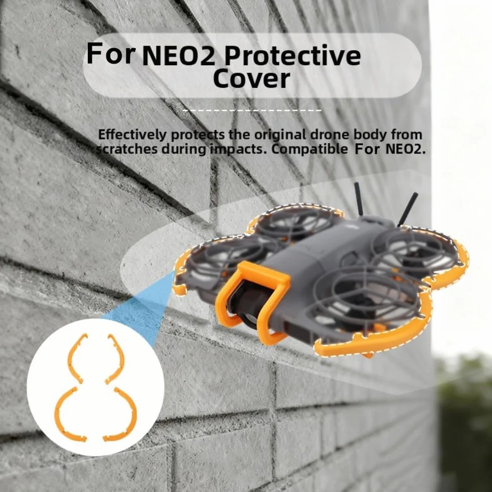 Eawfgtuw Kit di protezione per DJI NEO 2 con paraurti in PC, cover antigraffio e treppiedi pieghevoli per migliorare l'altezza, design leggero 10,5 x 5,5 x 4,2 cm (arancione)