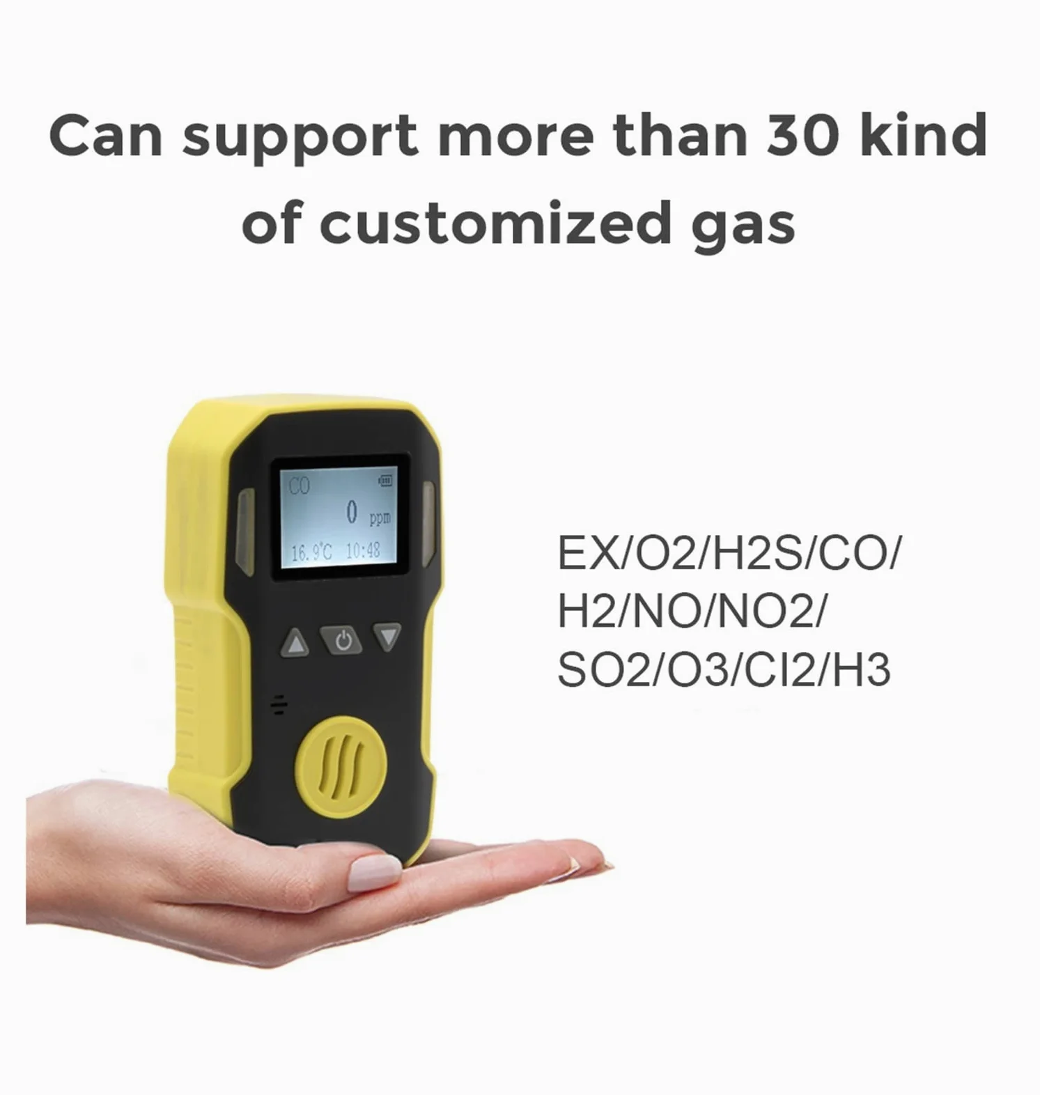 Rilevatore Gas, Industria Portatile H2/O3/CO/PH3/CO2/H2S/NH3/O2/NO2/NO/EX/CH4 Rilevatore di Gas Rilevatore di Allarme Gas combustibile Carica USB 0-100% LEL per Lavoro, Casa(EX-0-100LEL-1)