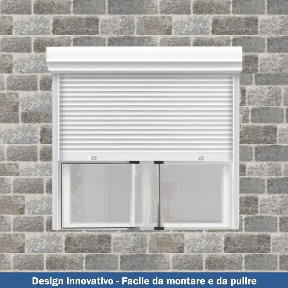 Zanzariera a Telaio Estensibile Unidirezionale Rete Fibra di Vetro Alluminio Anodizzato H75x100/192cm Grigio