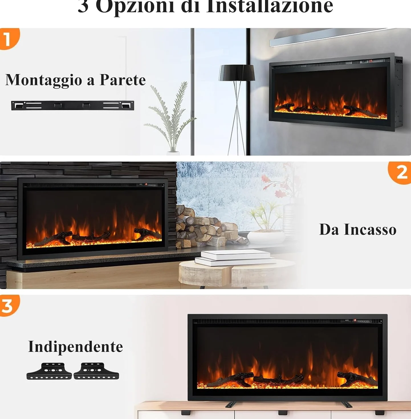 RELAX4LIFE Camino Elettrico e Termocamino Elettrico 750W/1500W, Temperatura 18-28ºC e Timer 1-8 ore con Telecomando, Fiamma Realistica in 9 Colori e 5 Luminosità, 91,5 x 14 x 45 cm