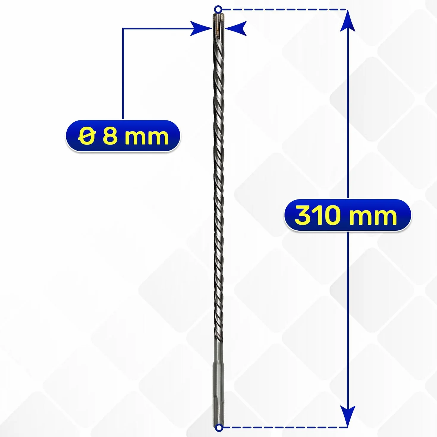 Punta Trapano Muro SDS Plus Ø 8 mm x 310 mm Acciaio Carburo di Tungsteno MONTERAL
