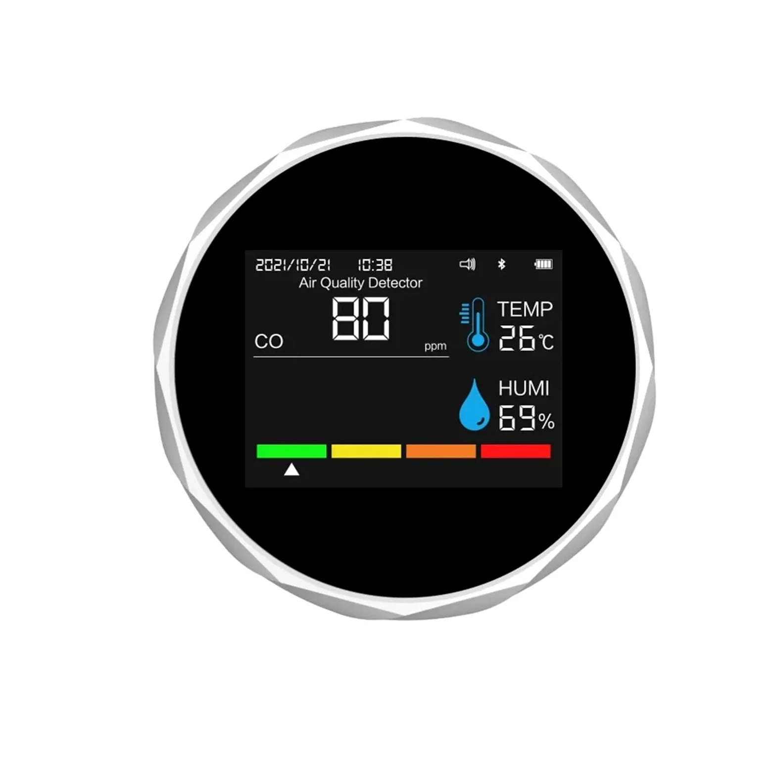 Rilevatore di qualità dell'aria, Rilevatore di monossido di carbonio, CO, anidride carbonica, TVOC, rilevamento a qualità 'aria 6 in 1(White)