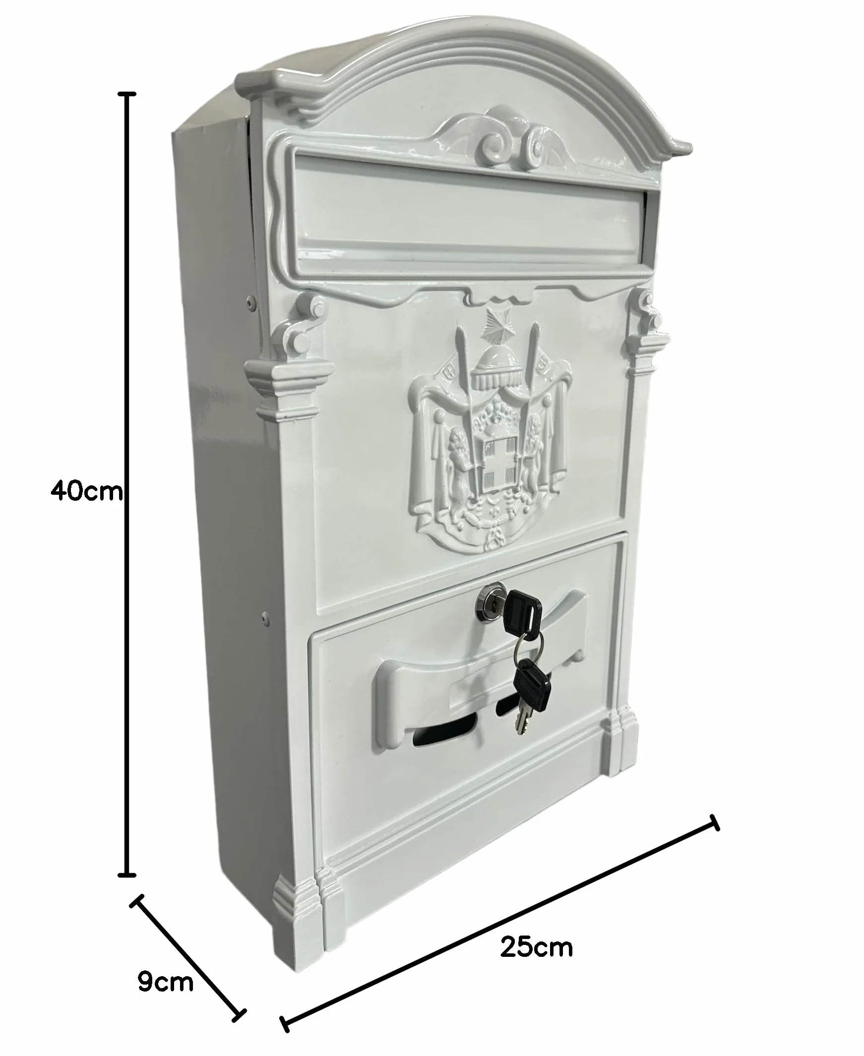 Cassetta Postale Elegante in Alluminio Verniciato 255x88x405H mm Bianco per Esterno