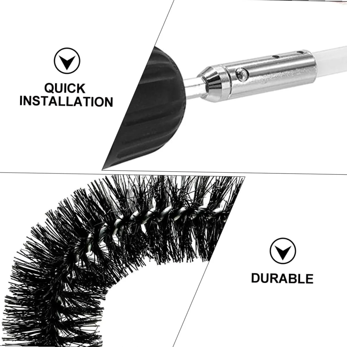 Kit Spazzola per Canna Fumaria Flessibile Aste con Testa Nylon Resistente Alte Temperature Adatto per Pulizie Fessure Strette e Tubi Utilizzabile con Trapano Elettrico per Canale