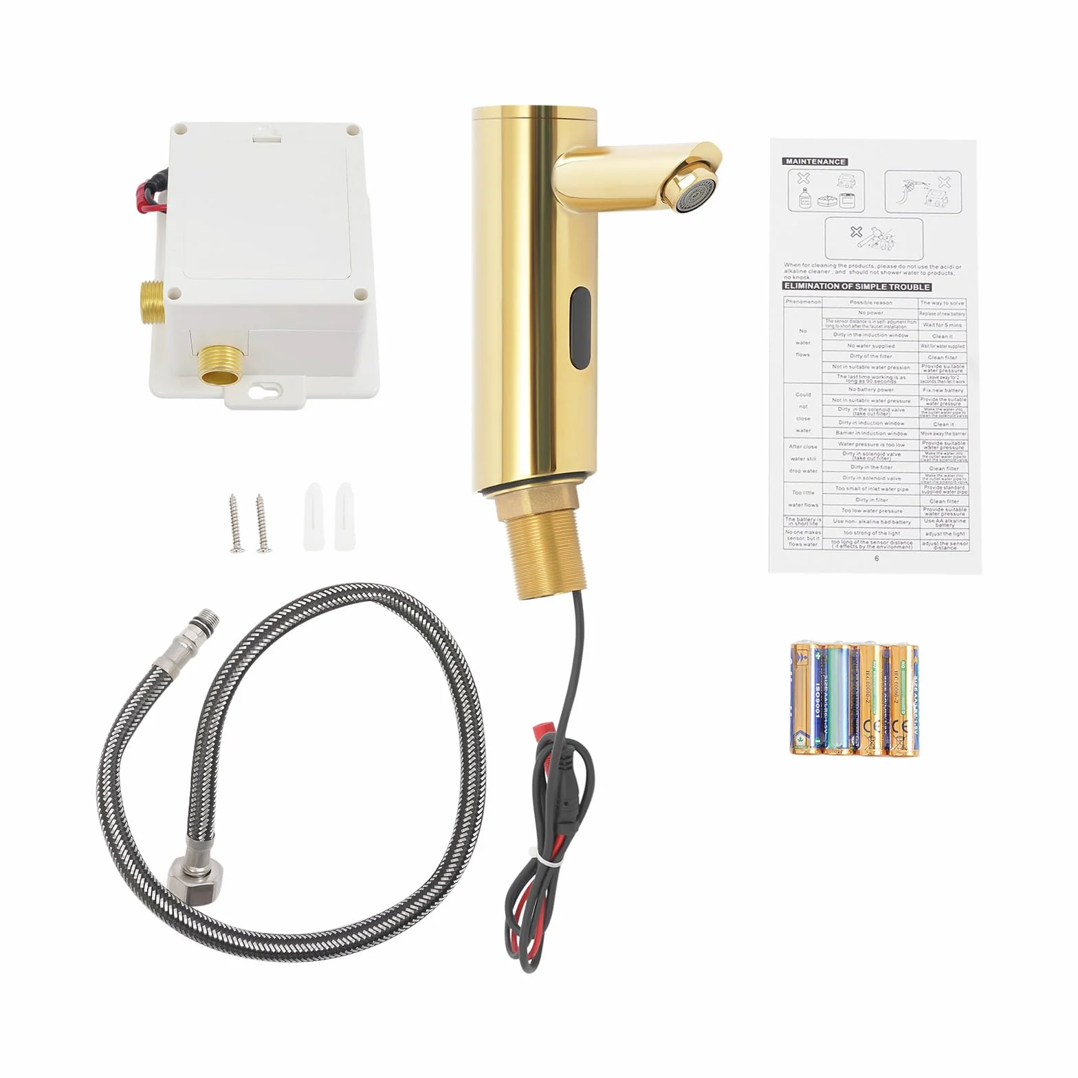 Rubinetto Bagno Sensore Automatico Infrarossi Lavabo Senza Contatto Ottone Oro