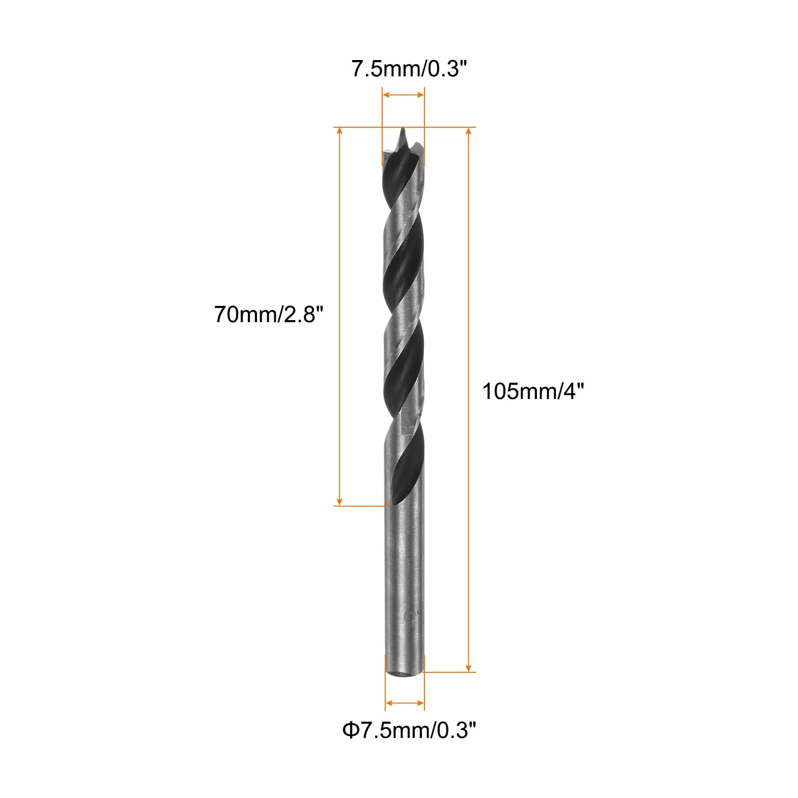 QUARKZMAN Punte Trapano Brad Point 7.5mm 19/64" Punta Dritta Codolo Tondo per Legno Plastica Gomma