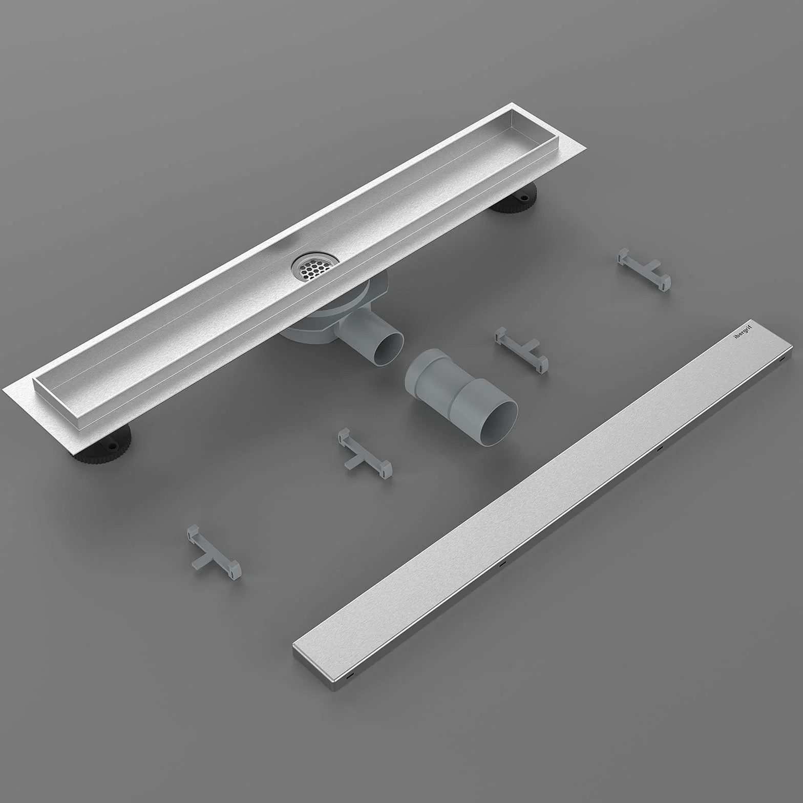 Ibergrif M42001-50 Canaletta Doccia in Acciaio Inox, Scarico Rapido Antiodore Filtro Capelli 50 cm