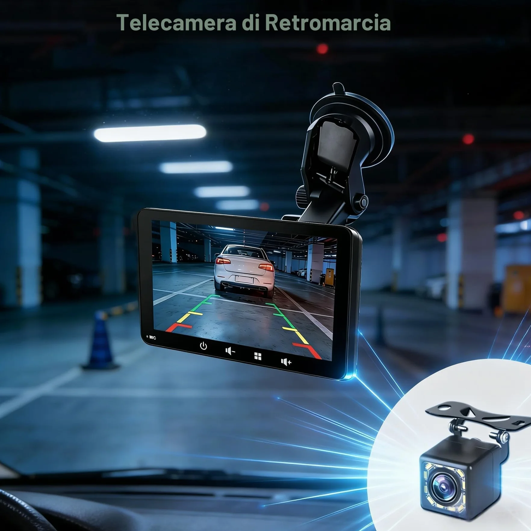 Schermo Auto 7" con Carplay Wireless e Android Auto - Display Portatile con Telecamera Posteriore | FM Trasmettitore, AUX, USB | Plug & Play per la maggior parte delle auto (7 pollici + fotocamera)