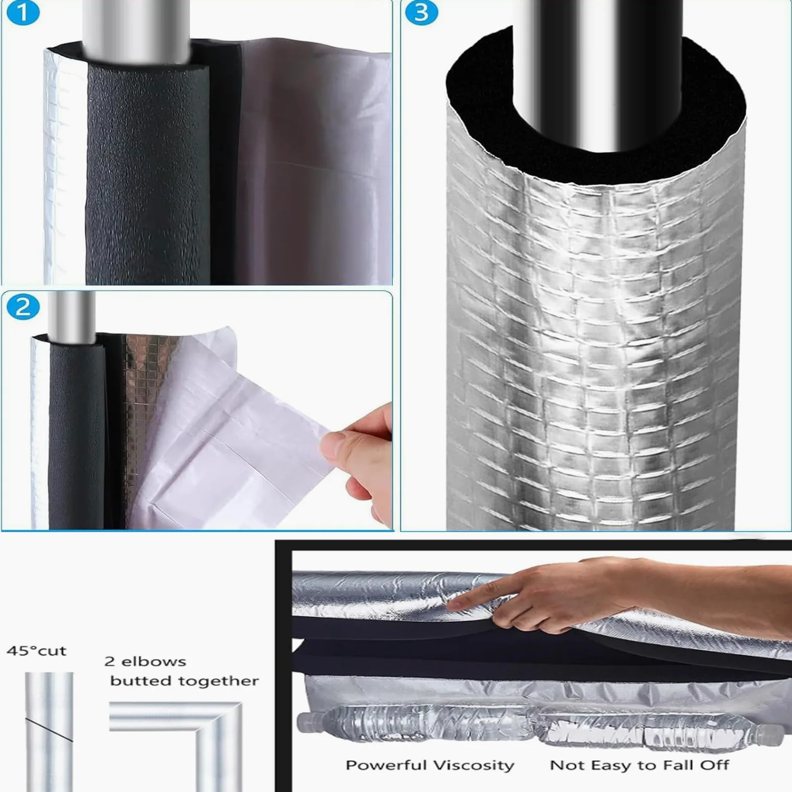 Tubo di Isolamento Antigelo per Esterni (ID) 114mm x (T) 30mm | Isolante per Tubature Autosigillante Tubo Isolato con Foglio di Alluminio per Estern Bagno Tubi Acqua Fredda e Calda