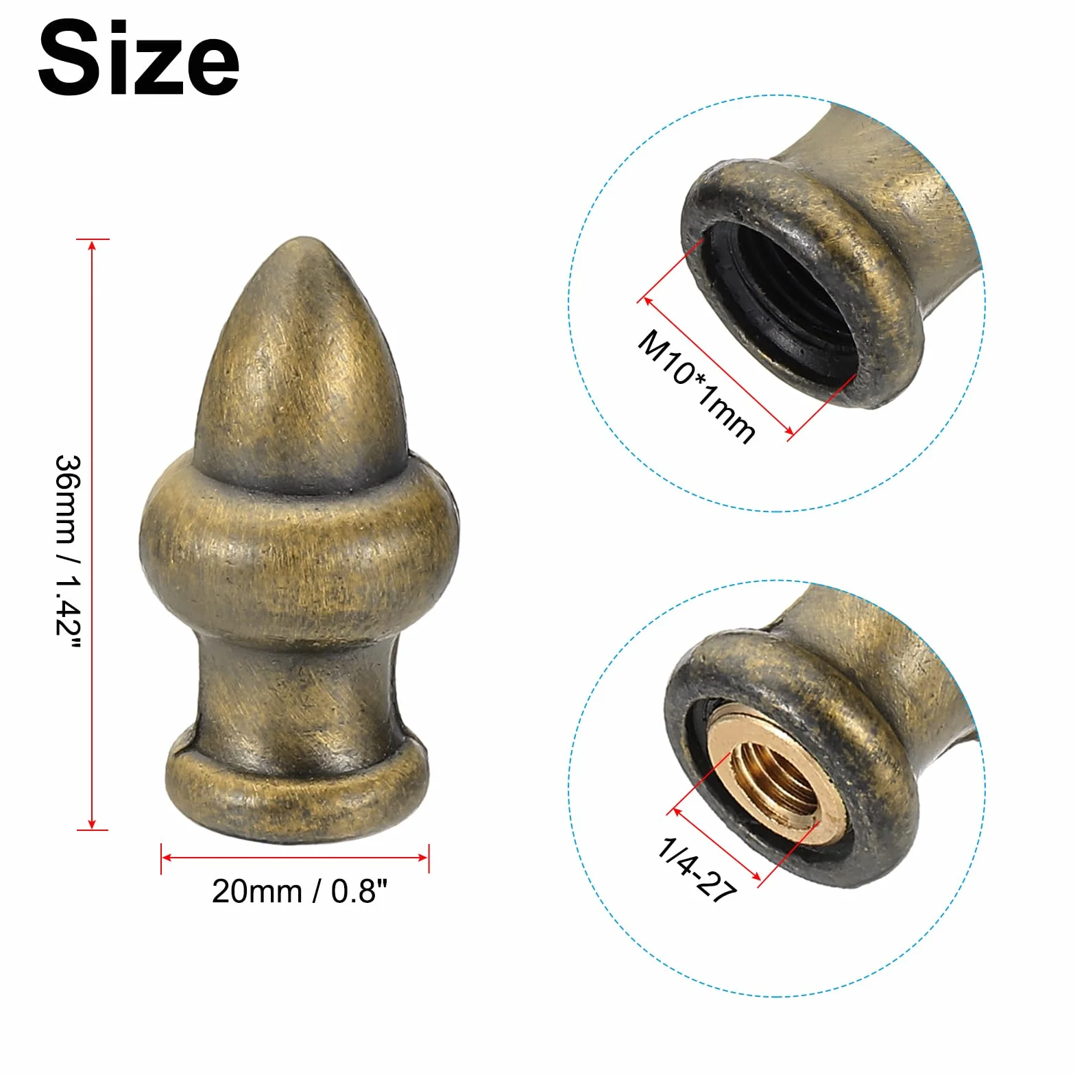PATIKIL Pomelli Cappucci per Lampade 36 x 20mm Ottone Bronzo 2 Set Solidi a Vite