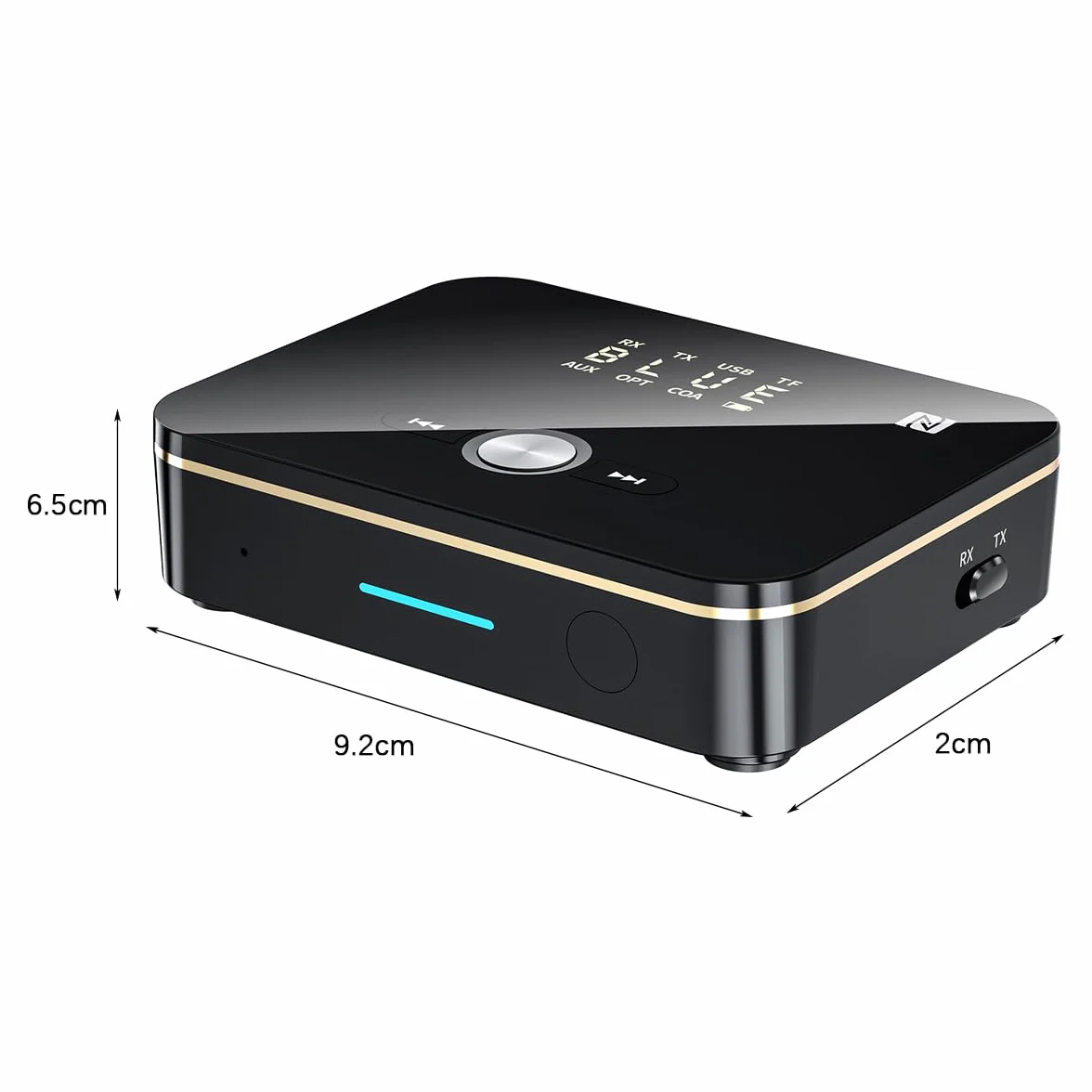 Adattatore Bluetooth 2 in 1 Trasmettitore Bluetooth 5.0 + Ricevitore Bluetooth Portatile e Ricaricabile Sei Interfacce AUX RCA Digitale Ottico/Coassiale USB/TF Supporto NFC con Telecomando