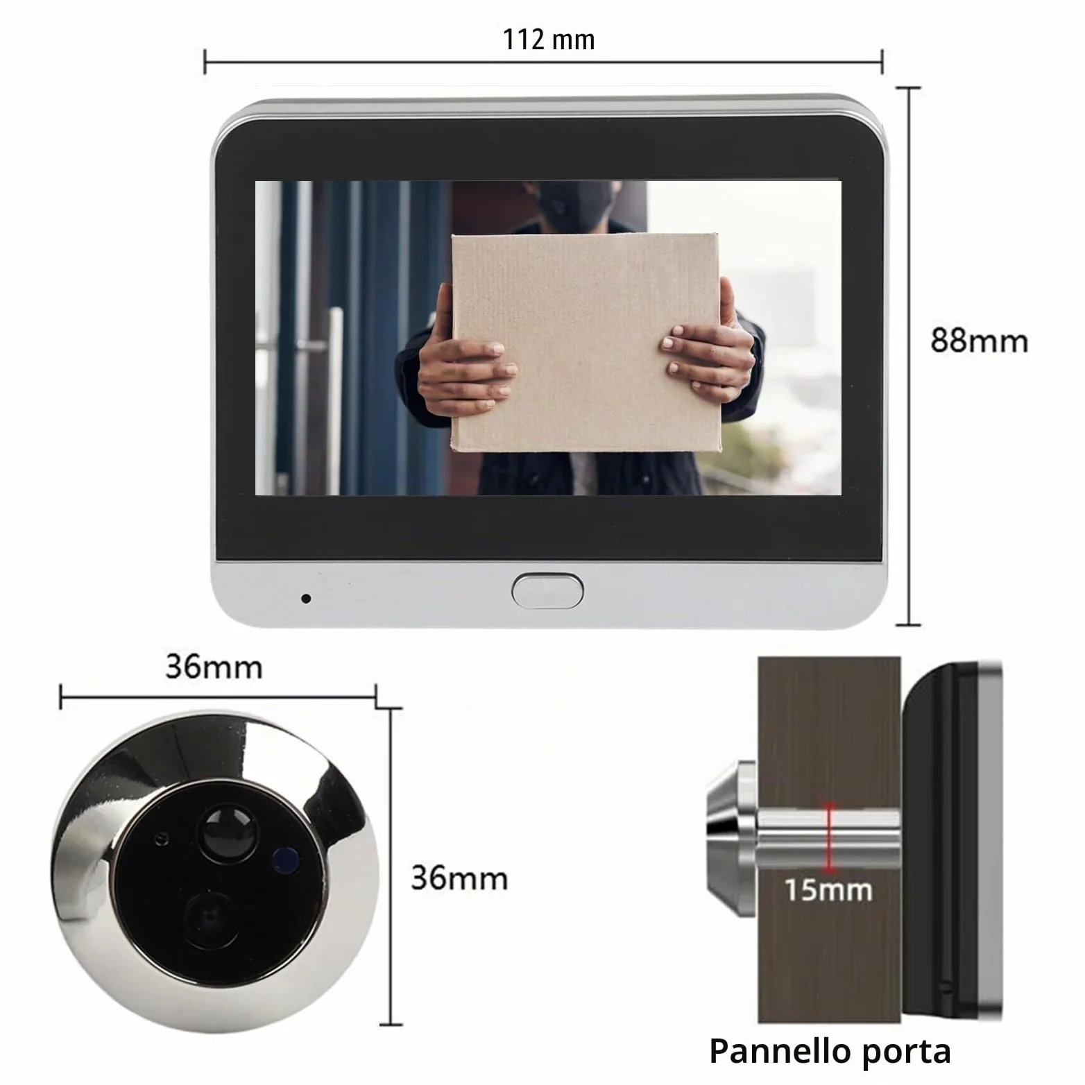 Macchina fotografica senza fili dello spioncino della porta digitale per la porta d'ingresso 4.3 pollici LCD a colori 1080P fotocamera con grandangolo 2.4G WiFi Motion Detection