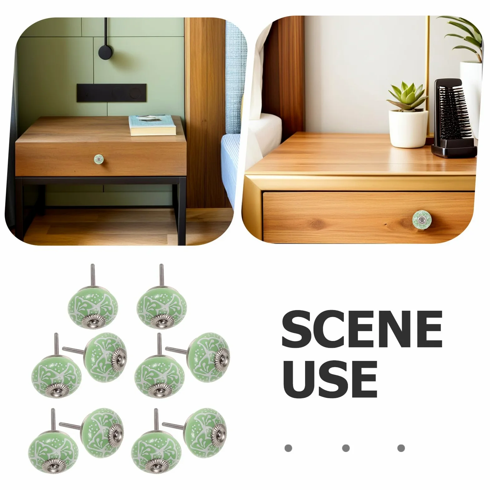 Yardenfun 10 Pomelli in Ceramica Verde per Mobili da Cucina e Cassettiere Manopole Rotonde con Viti per Armadi e Cassetti Set da 10 Pezzi per Rinnovo Facile e Decorativo di Mobili