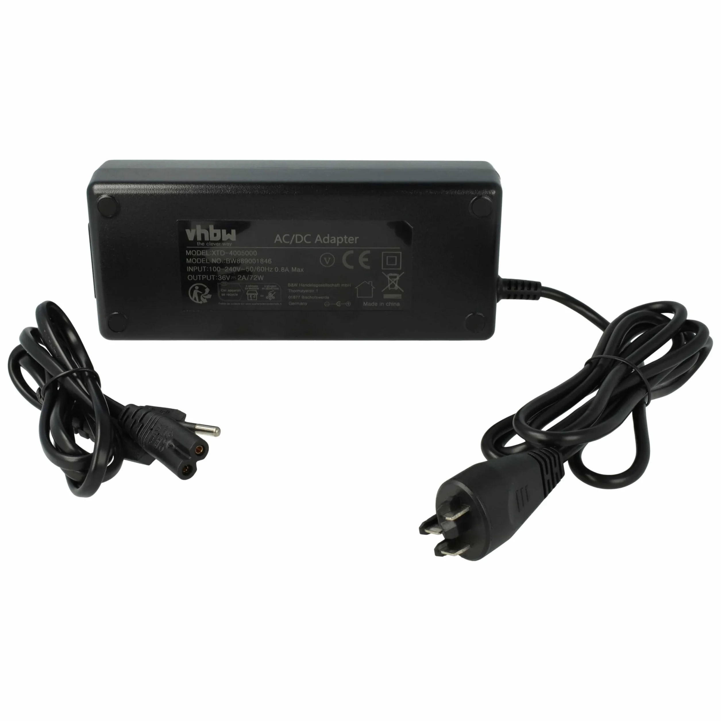 vhbw 1x caricabatterie compatibile con Bosch PowerPack 400, PowerPack 500 batterie, e-bike - Per batterie Li-Ion da 36 V 72 W