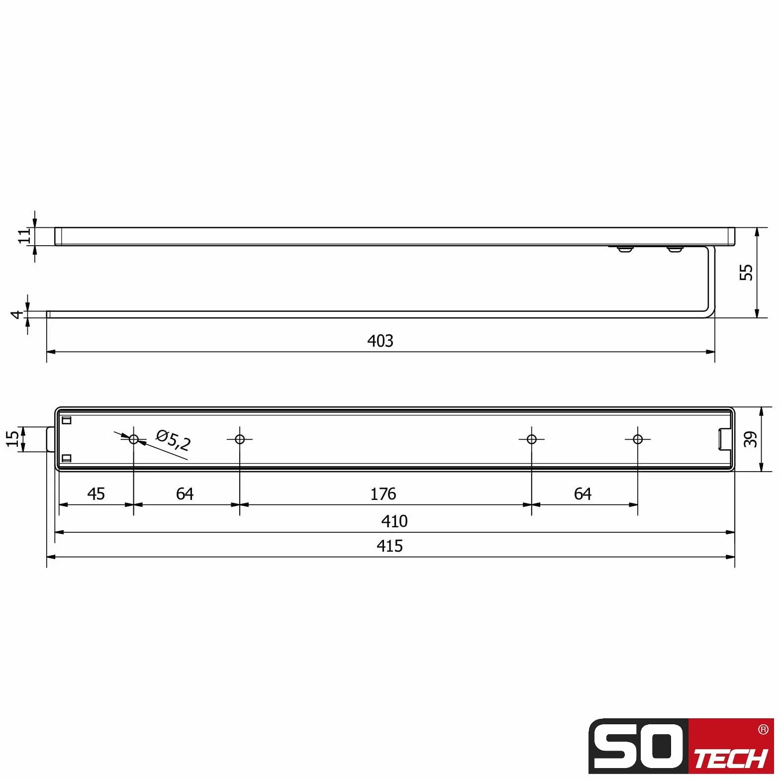 SOTECH Portasciugamani ELEGANCE cromato 1 braccio 415 mm 715 mm set 2 pezzi