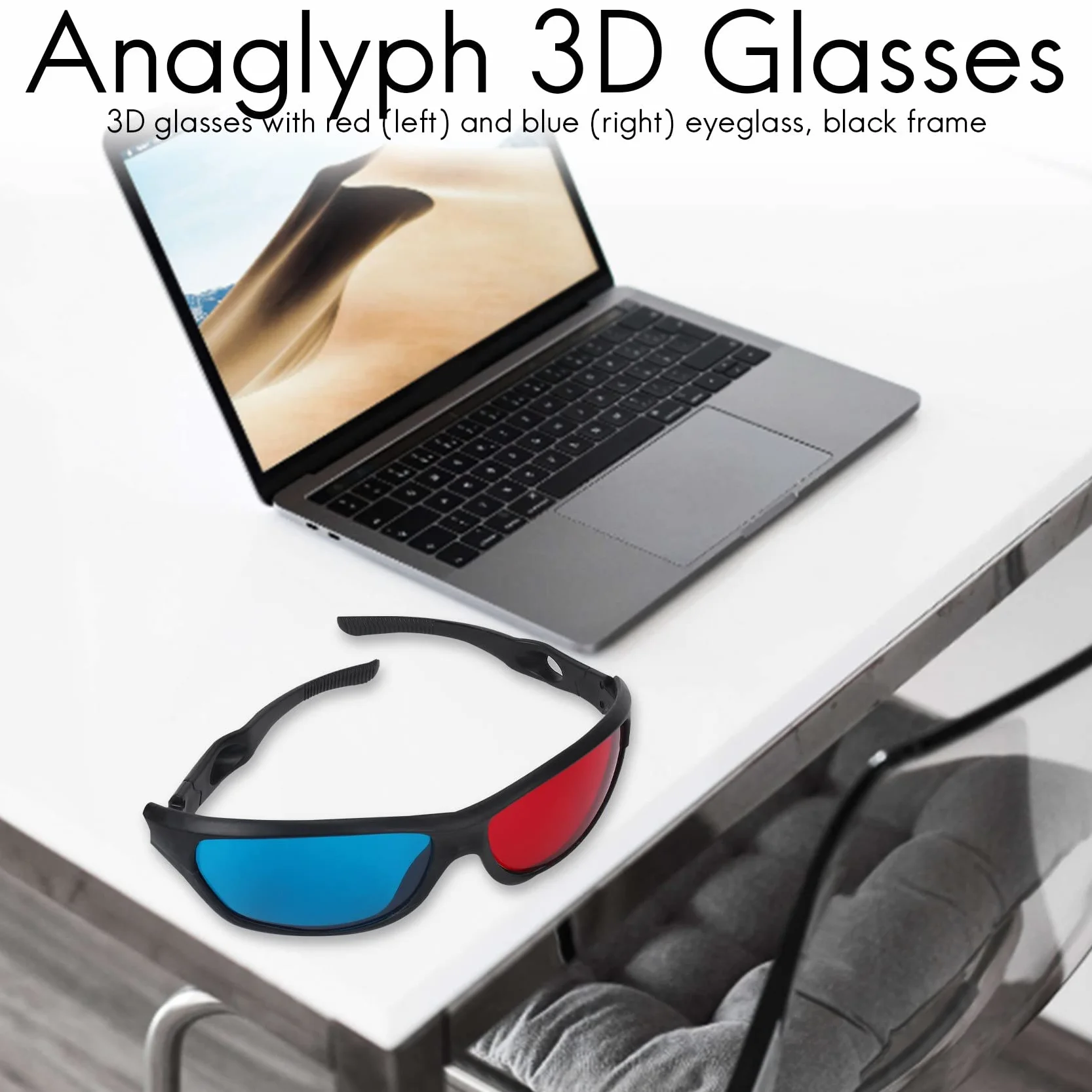 5 x occhiali anaglifi dimensionali per visione 3D rosso e blu per TV, film, giochi, DVD