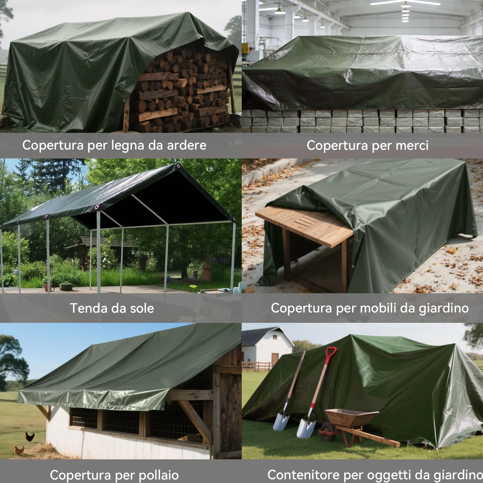 Telo Telone 2x3m telo impermeabile esterno，140g/㎡ telone Resistente Anti-UV Anti-Rottura Telo Fondale con Occhielli Rinforzati,Copertura Multiuso per Campeggio Piscina Tetto Auto Mobili Patio