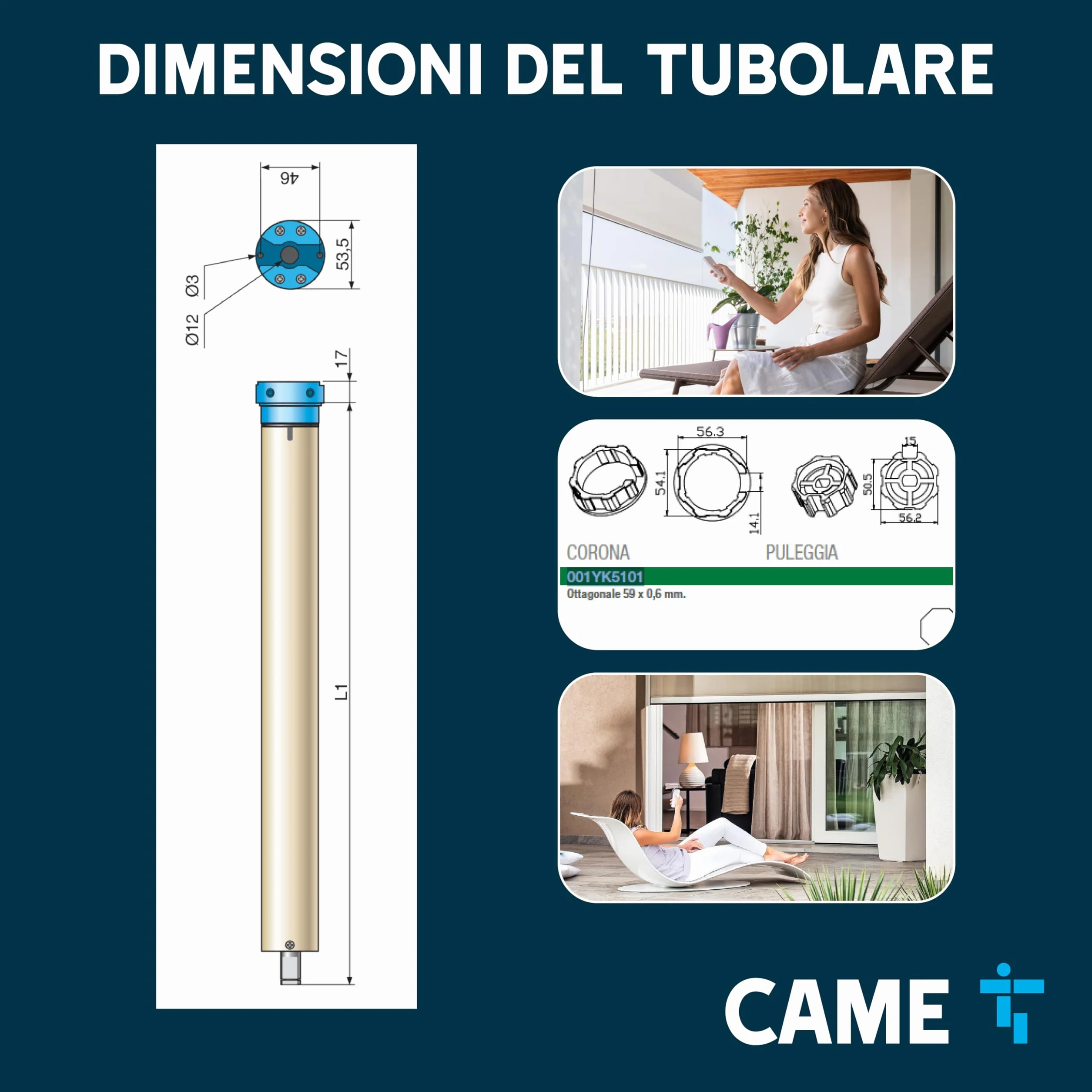 Came Kit Tubolare MONDRIAN do tapparelle 30NM