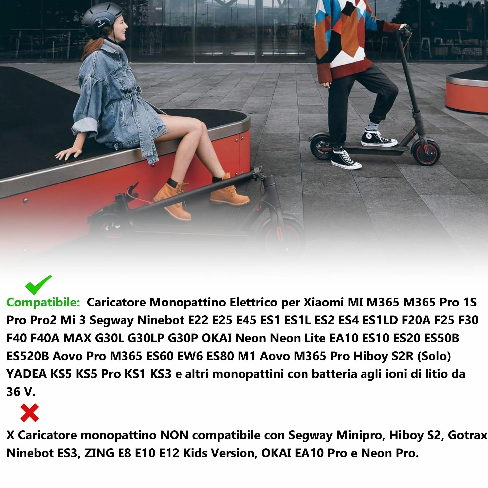 Xahpower Caricatore Monopattino Elettrico per Xiaomi M365/ Pro/ Pro2/ MI 3/ 1S, 42V 2A Caricabatterie per Ninebot MAX G30LP ES1 ES4 ES2 ES1LD F25 Aovo Pro ES80 M365 ES60 Hiboy S2R Scooter