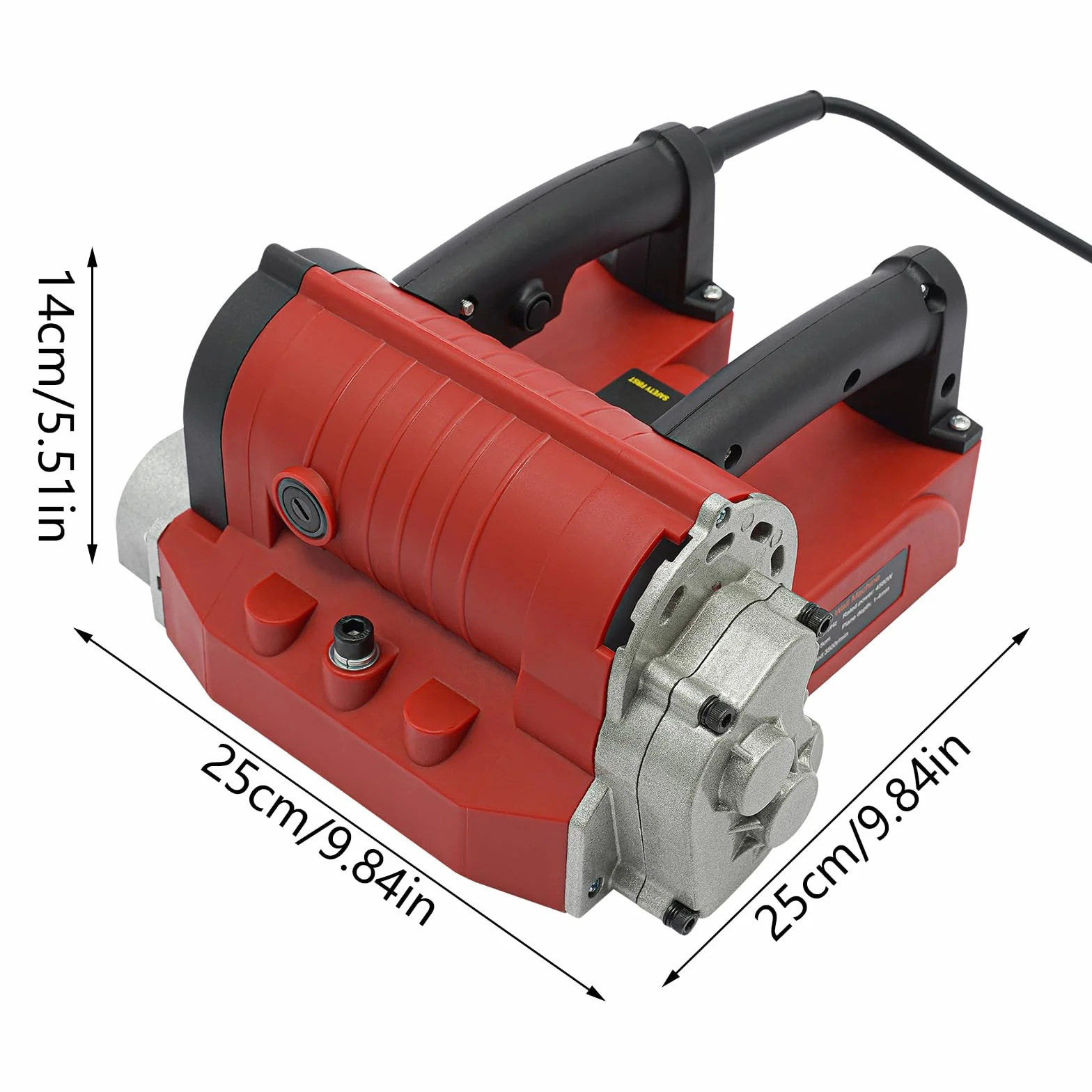 Fresa per calcestruzzo, 4580 W, 3500 u/min, 15 cm, larghezza 1-4 mm, regolazione della profondità, lame in acciaio al tungsteno, connettore aspirapolvere, cavo da 3 m, rosso, per intonaco, cemento