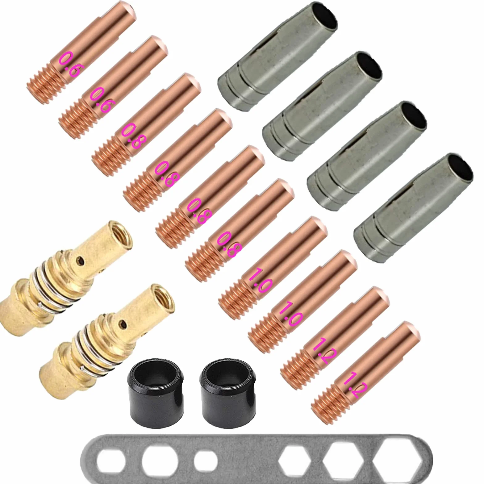MB15AK MIG Accessori per Saldatrice, Set Materiali di Consumo Saldatura Torcia Contatto Ugello Gas 19 Pezzi