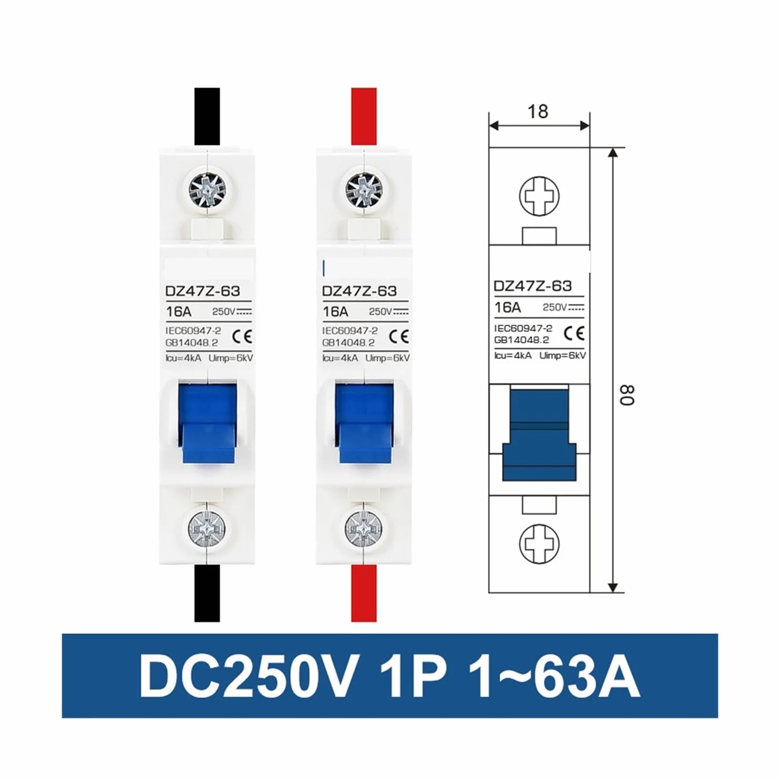 Interruttore Automatico Fotovoltaico DC Sezionatore MCB DC250V 500V 1000V 16A 32A 40A 50A 63A 80A 100A 125A