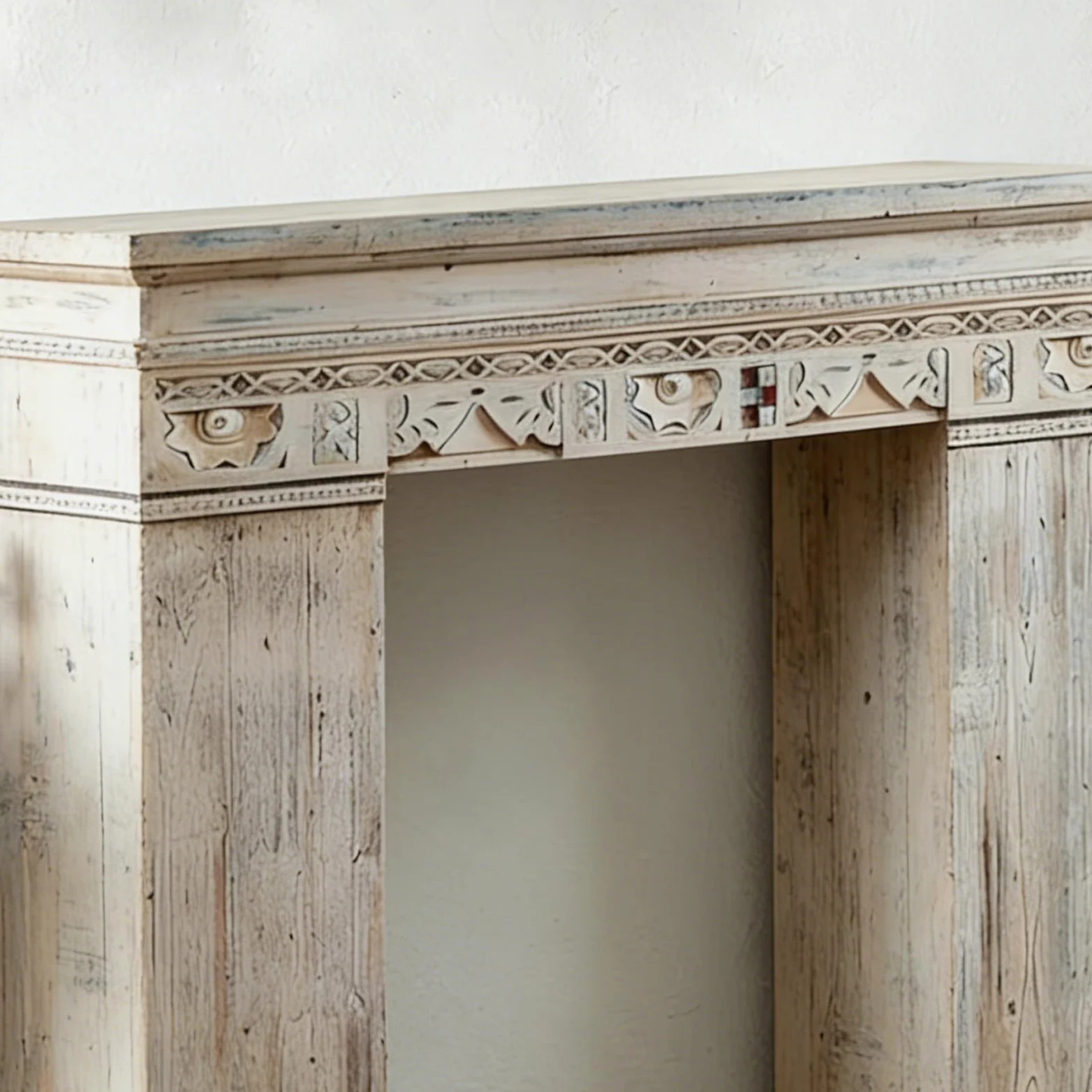 Cornice per caminetto Cornice for caminetto in legno invecchiato con cornice decorativa rustica in stile rustico