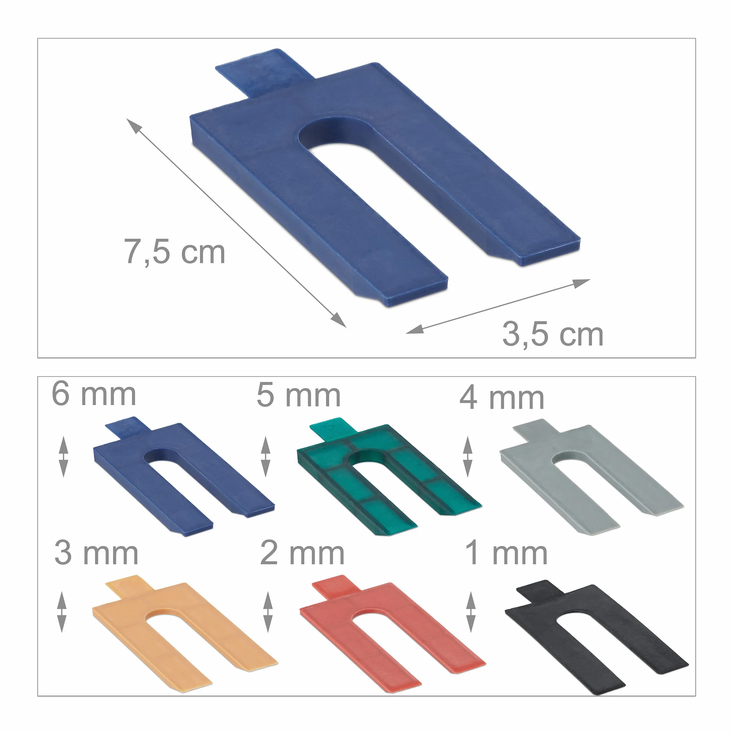 Relaxdays Distanziatori in Plastica 1-6 mm Set 144 Accessori per Finestre e Porta 6 Misure
