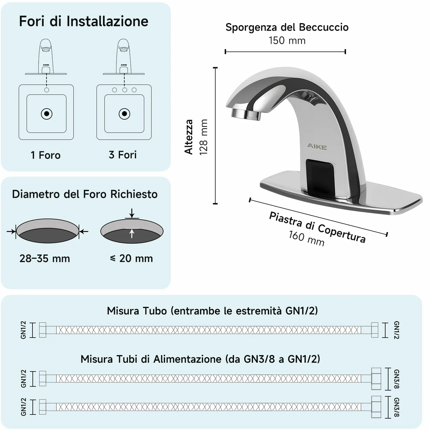 AK7500 Rubinetto Touchless Bagno Cromo