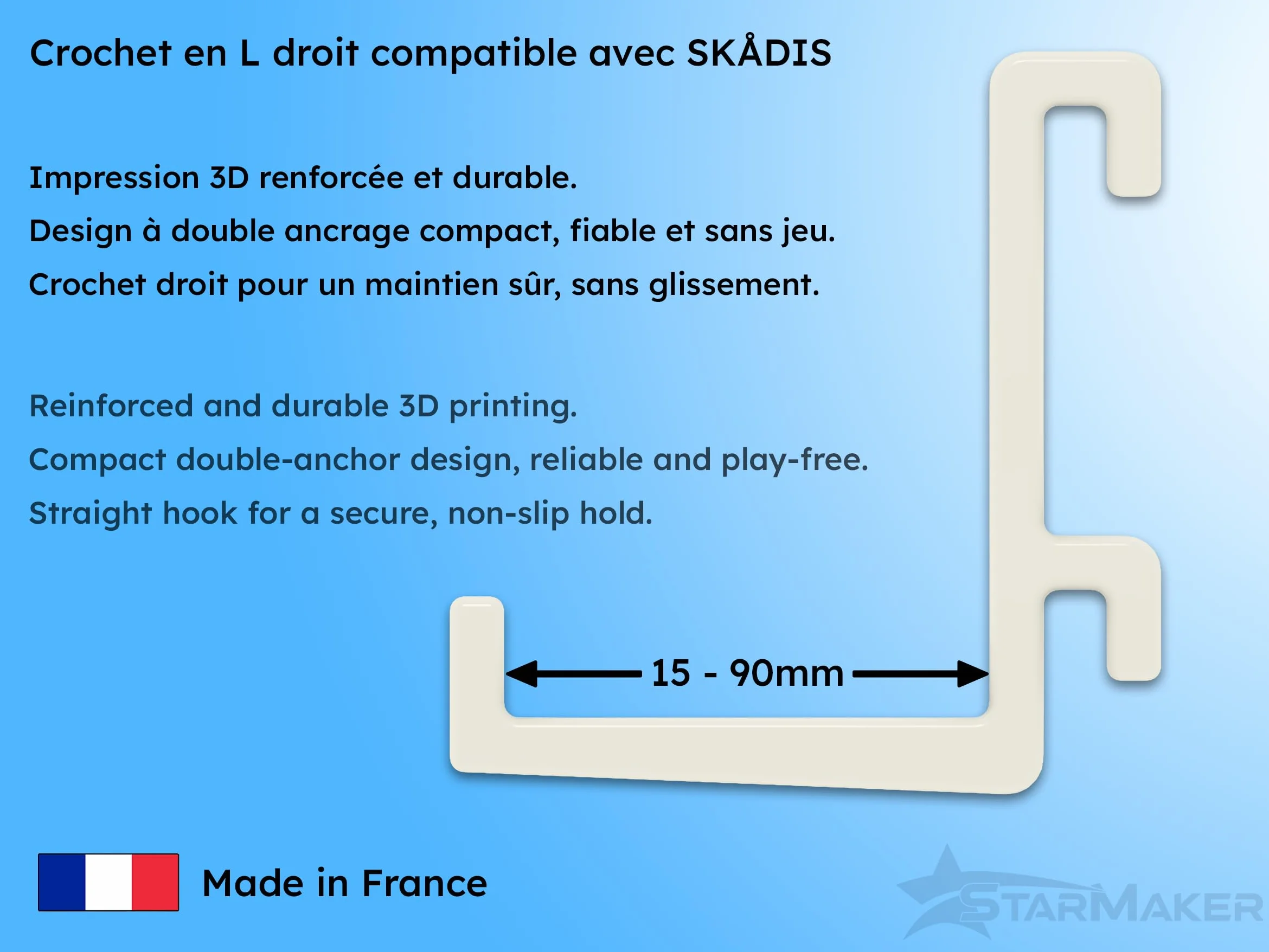 Ikea Skadis 6 ganci per pannello forato a L dritto 75 mm