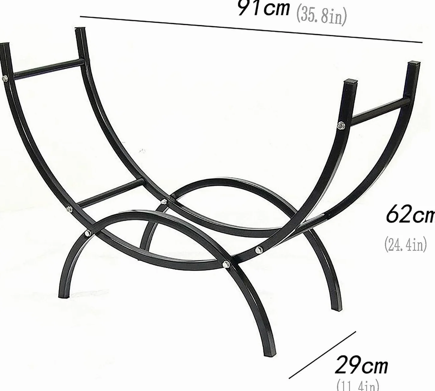 Portalegna Decorativo per Legna da ardere, portalegna per Camino in Metallo semicircolare con levigatura Libera, portalegna per Camino, portaoggetti per Attrezzi da Camino