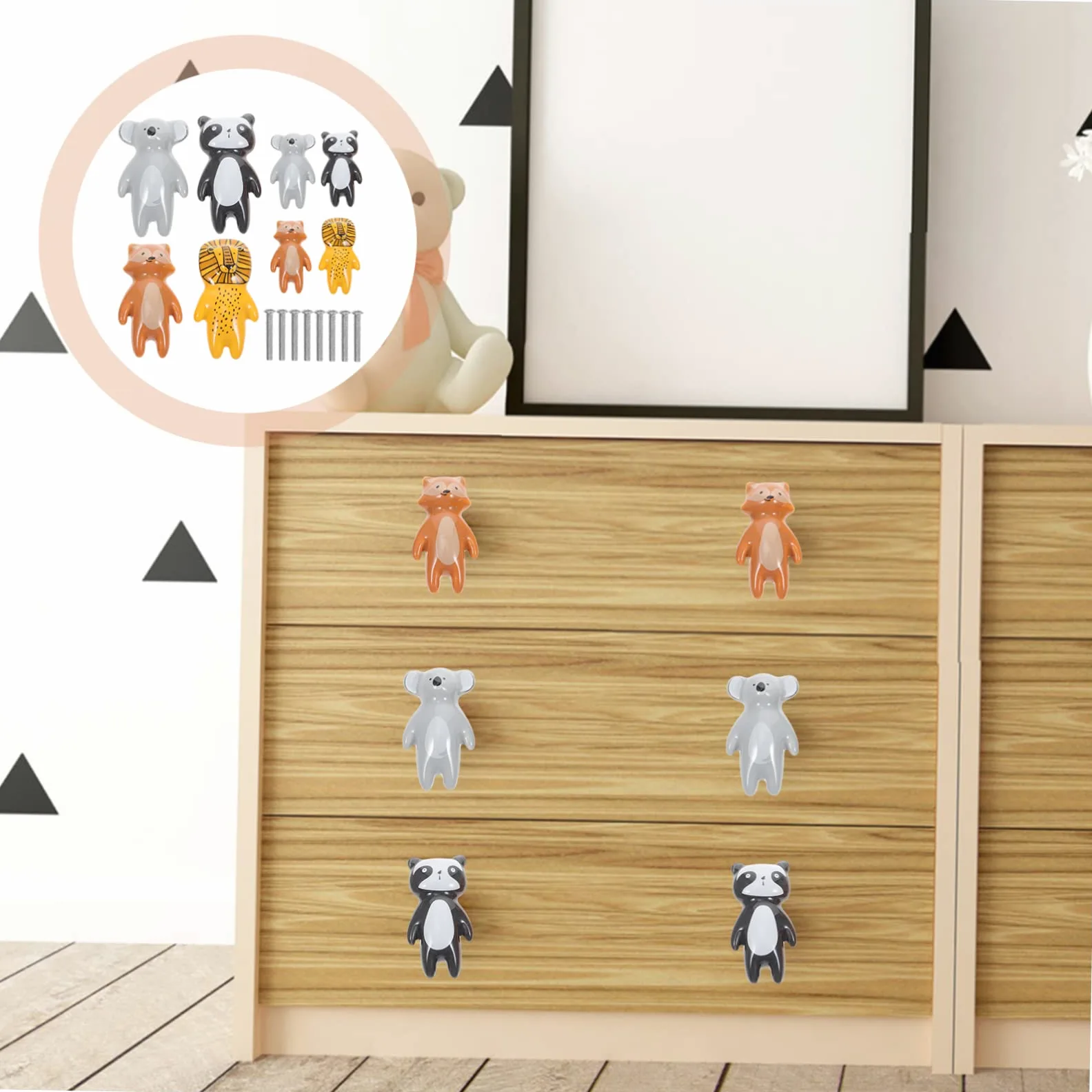 Veemoon Pomelli in Ceramica per Mobili, 8 Pezzi, Forma Animale, Facili da Installare, Decorativi, per Armadio e Cameretta