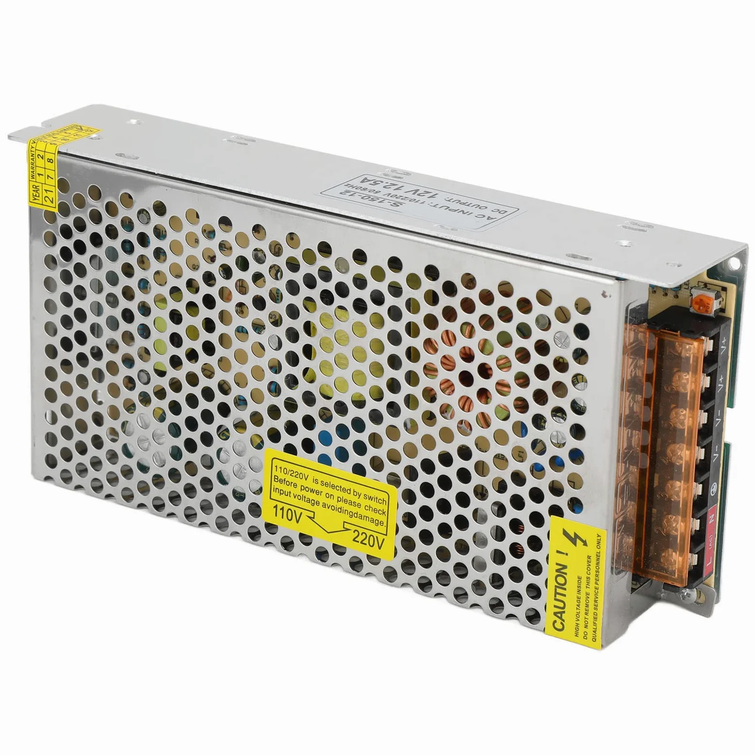 Ejoyous Alimentatore CC Trasformatore di Alimentazione in Lega di Alluminio da 110 V 220 V a 12 24 150 W con Protezione da Sovraccarico da Cortocircuito per Strisce LED Radio Computer Uso Interno