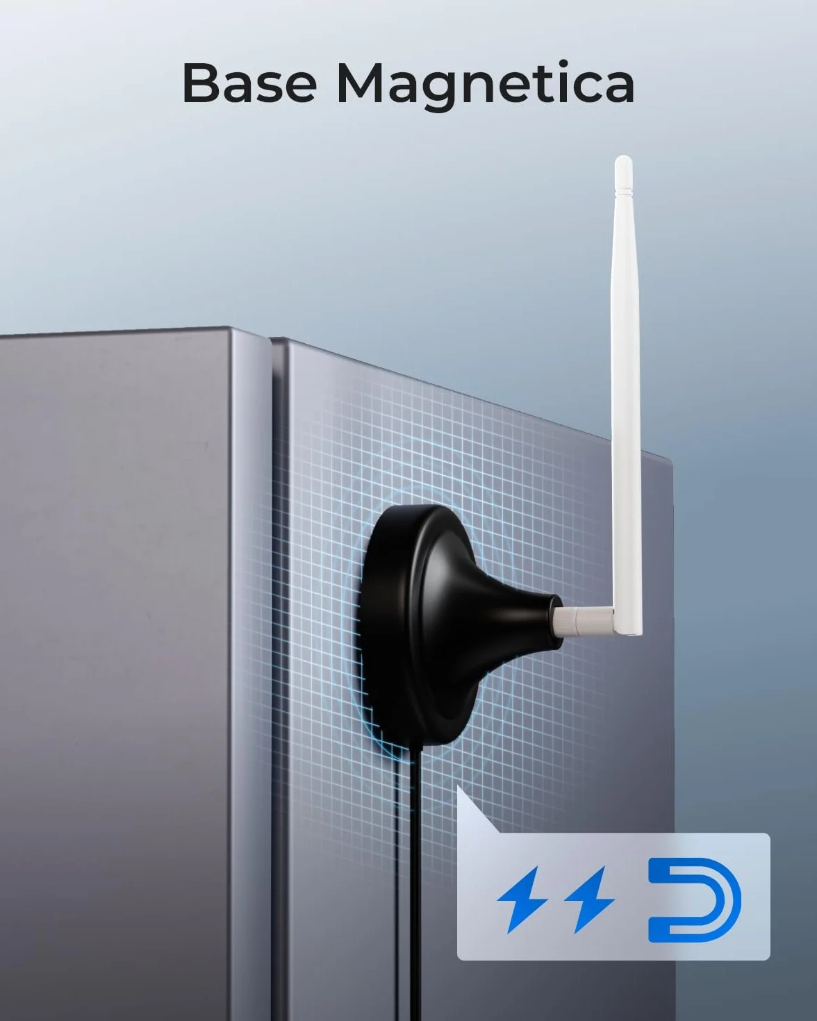 Reolink Cavo Antenna Extension WiFi con Connettore RP-SMA, Maschio a Femmina, Base con Supporto Magnetico, 3m, per Telecamere WiFi Antenne Esterne