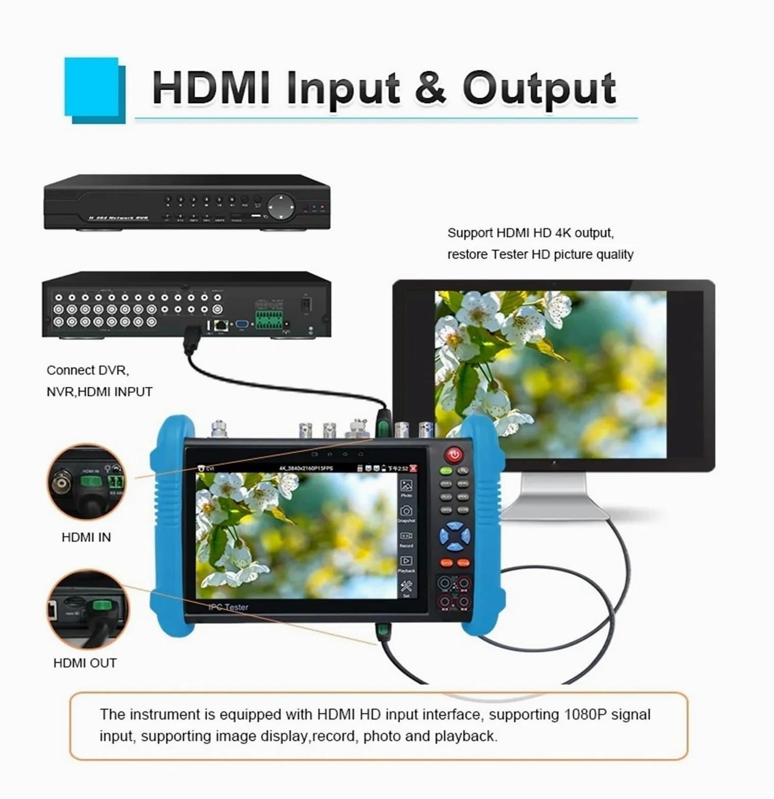 Supporto per tester CCTV per telecamera IP Tester CCTV IPC Da 7" IPC9800 Plus 8MP AHD CVI TVI CVBS SDI Test Telecamera IP Tester For Cavi UTP VGA Alimentazione In Ingresso CCTV Test(IPC 9800ADH Plus)